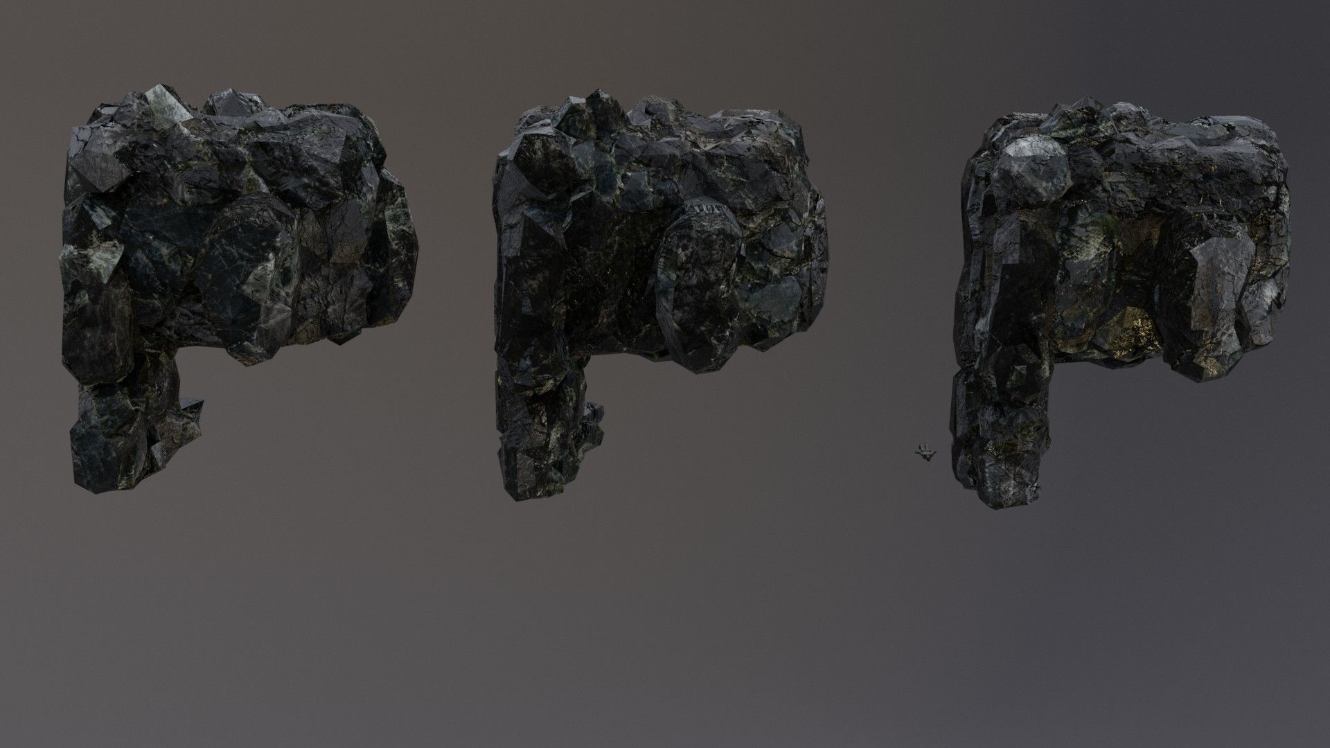 Low Poly Cliff Rock Set For Games  Low-poly 3D model_3