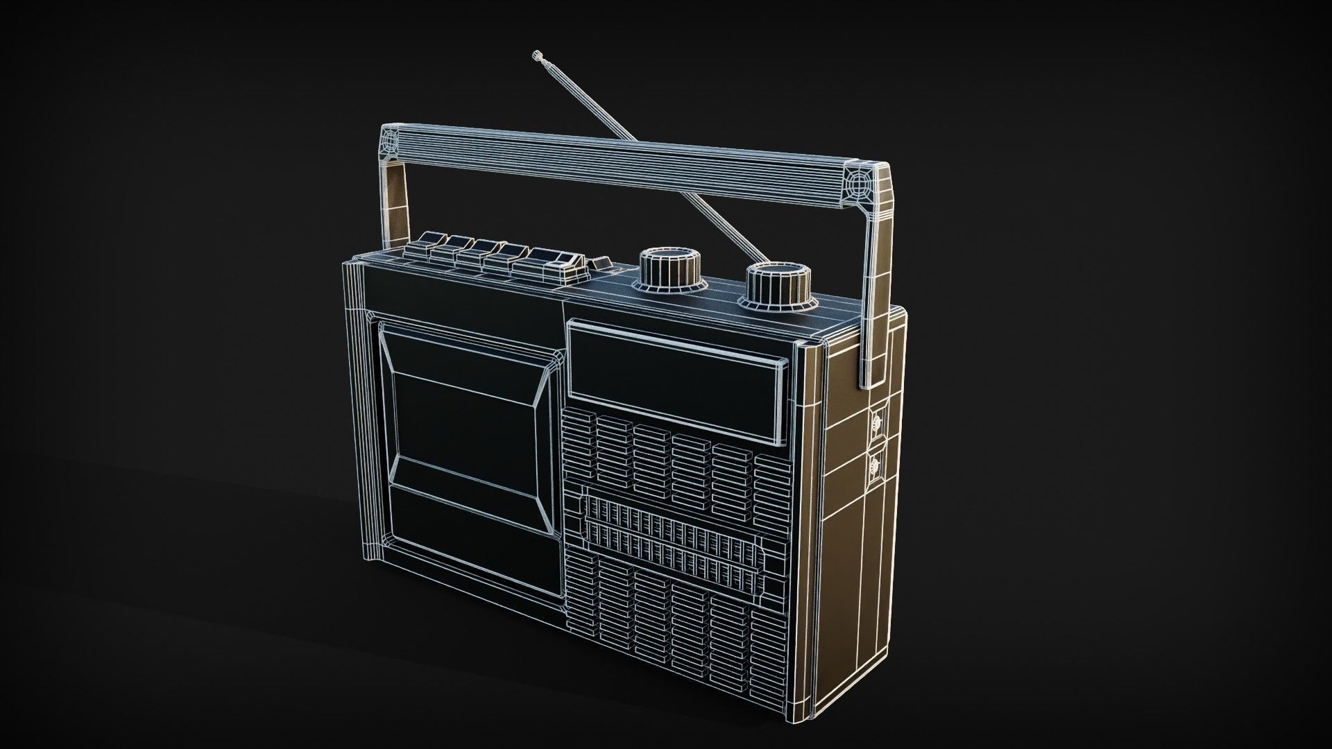 Radio set Low-poly 3D model_3