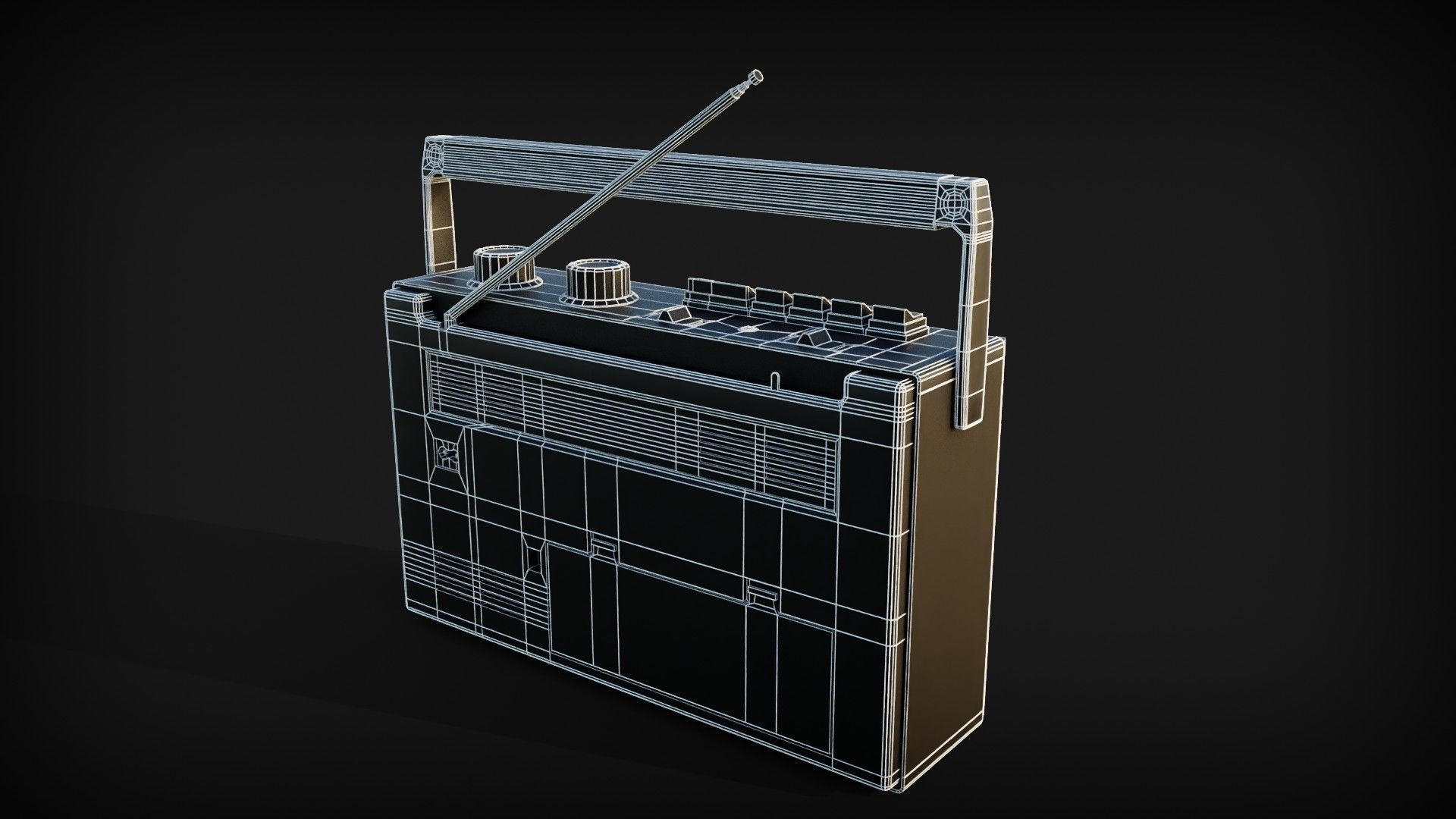 Radio set Low-poly 3D model_4