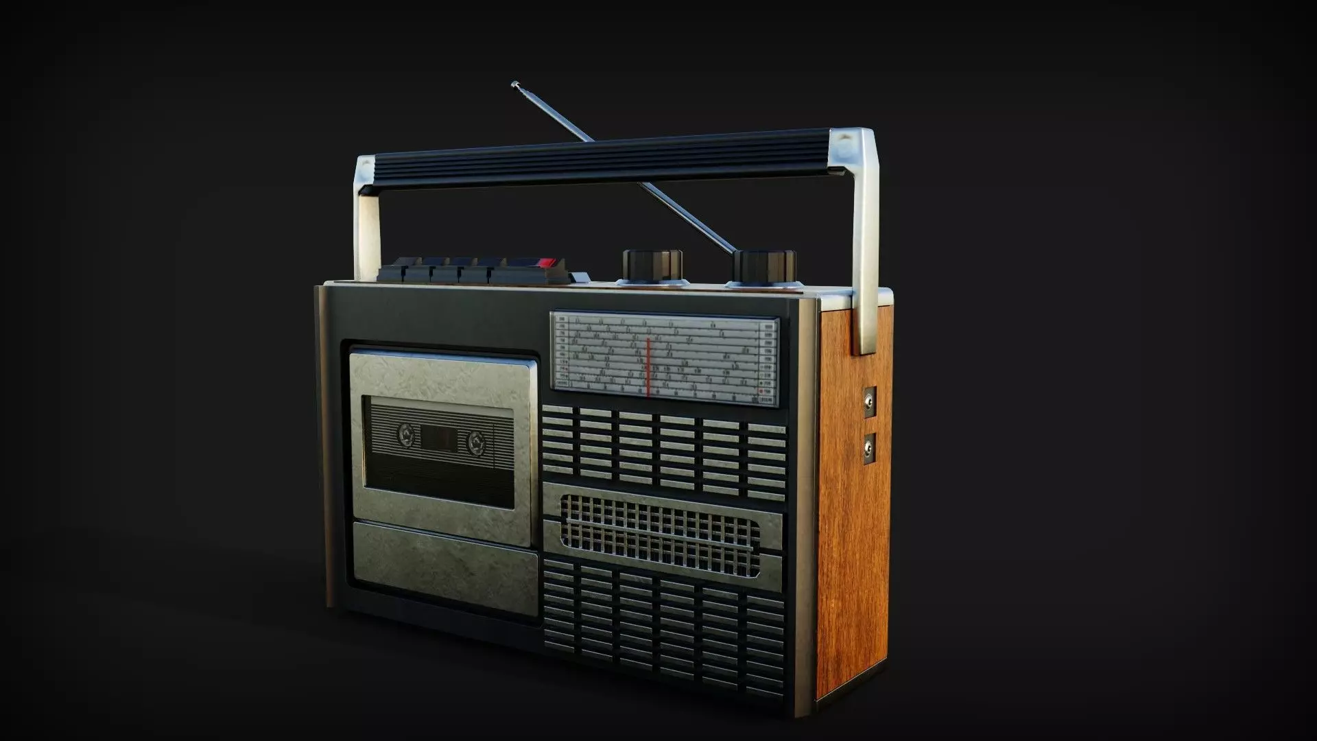 Radio set Low-poly 3D model_0