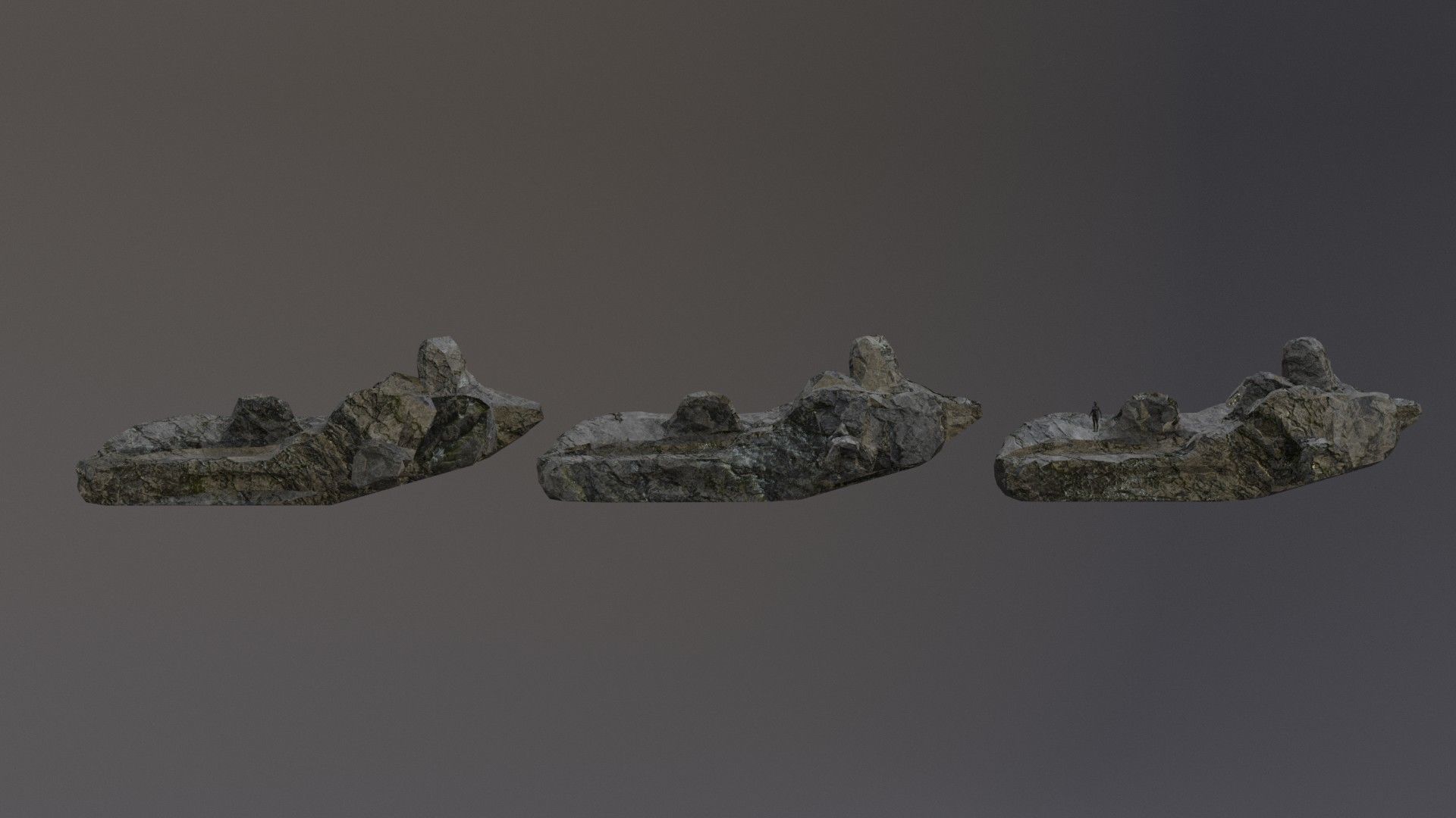 Low Poly Cliff Rock Set For Games Low-poly 3D model_19