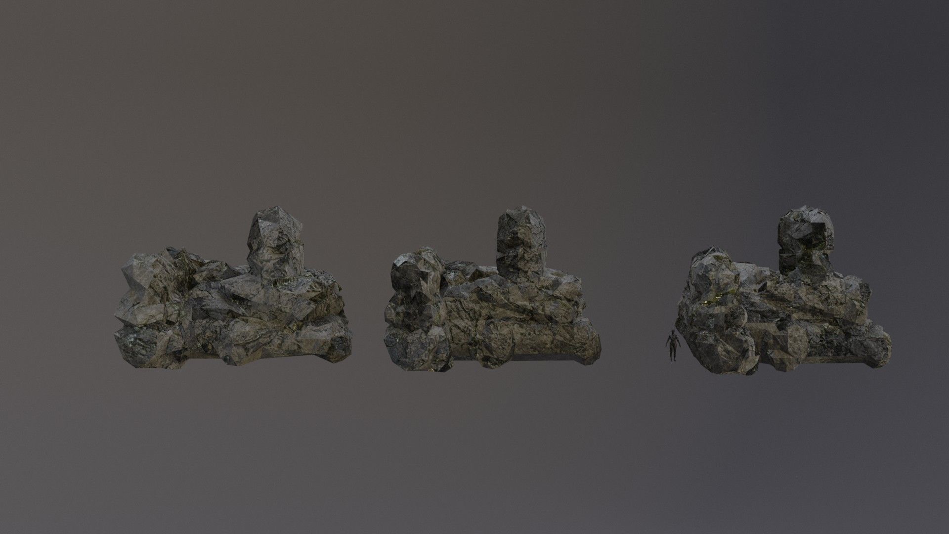 Low Poly Cliff Rock Set For Games Low-poly 3D model_1