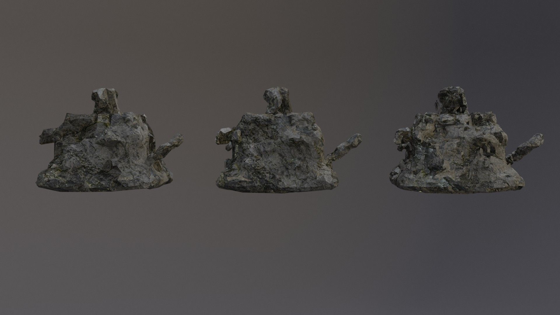 Low Poly Cliff Rock Set For Games Low-poly 3D model_40