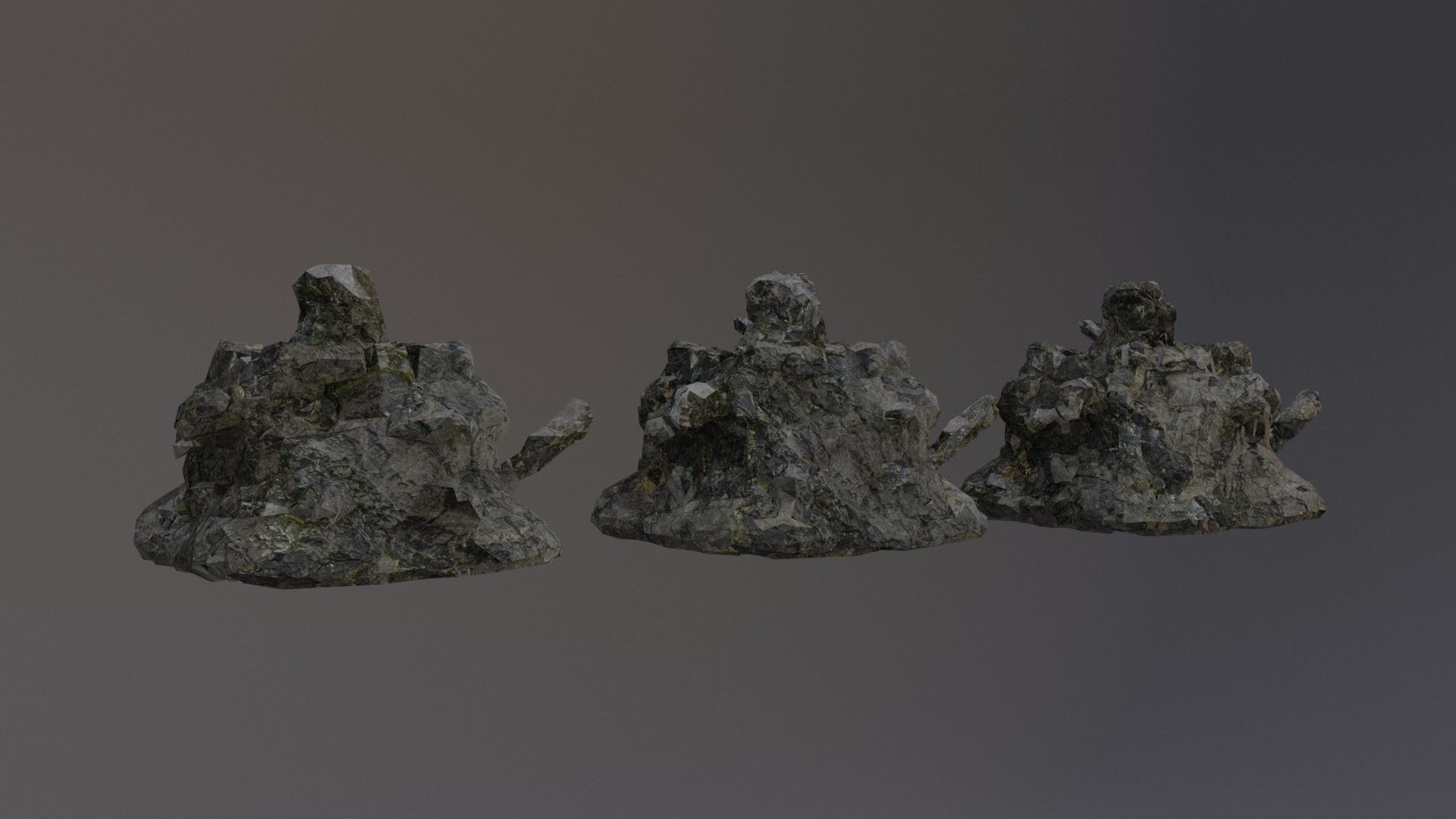 Low Poly Cliff Rock Set For Games Low-poly 3D model_41