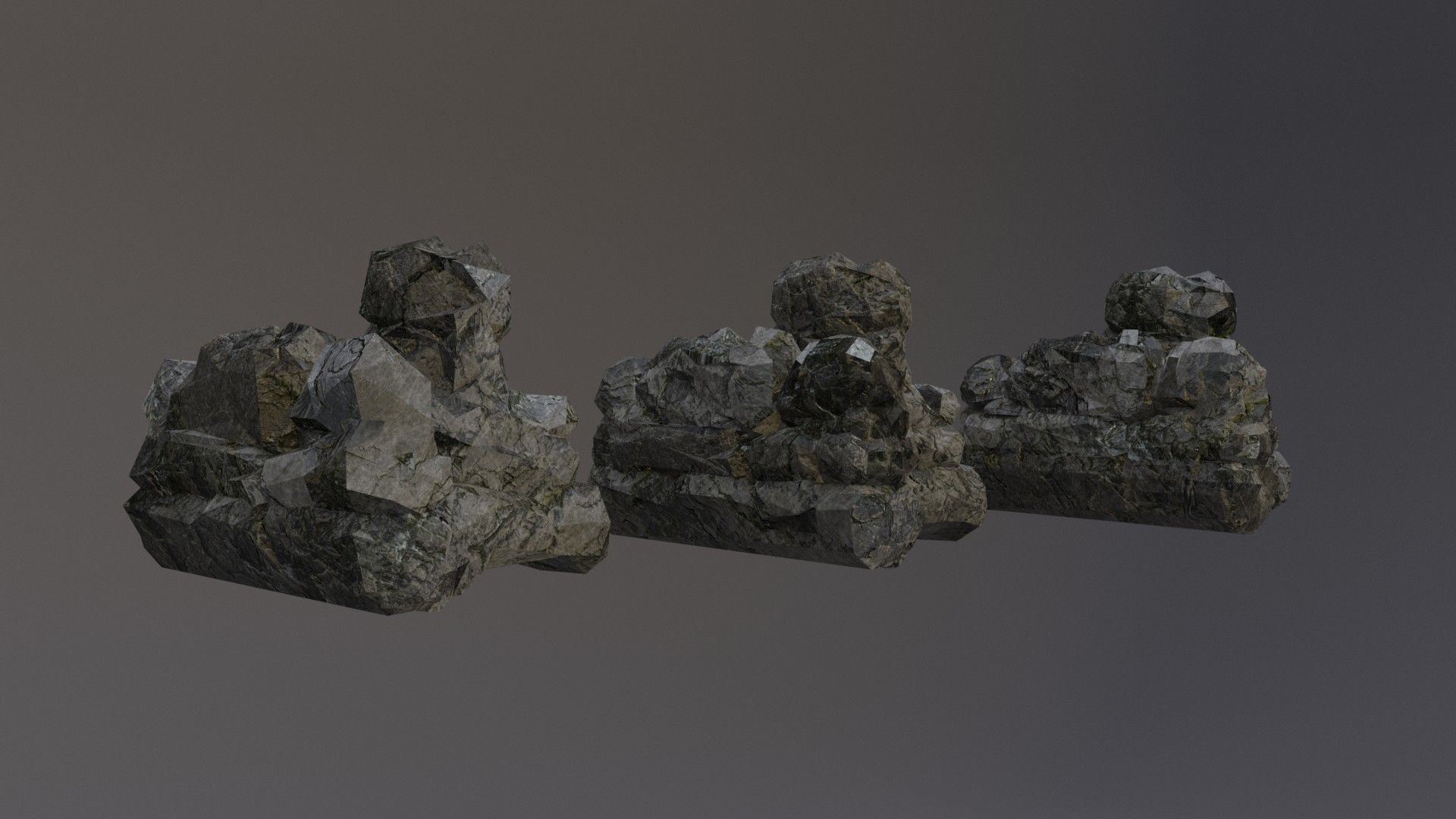 Low Poly Cliff Rock Set For Games Low-poly 3D model_2