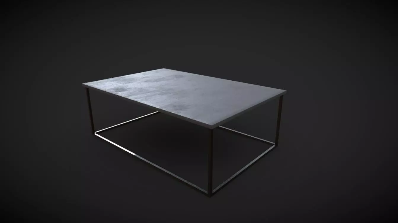 Concrete Coffee Table - VR Ready Low-poly 3D model_0