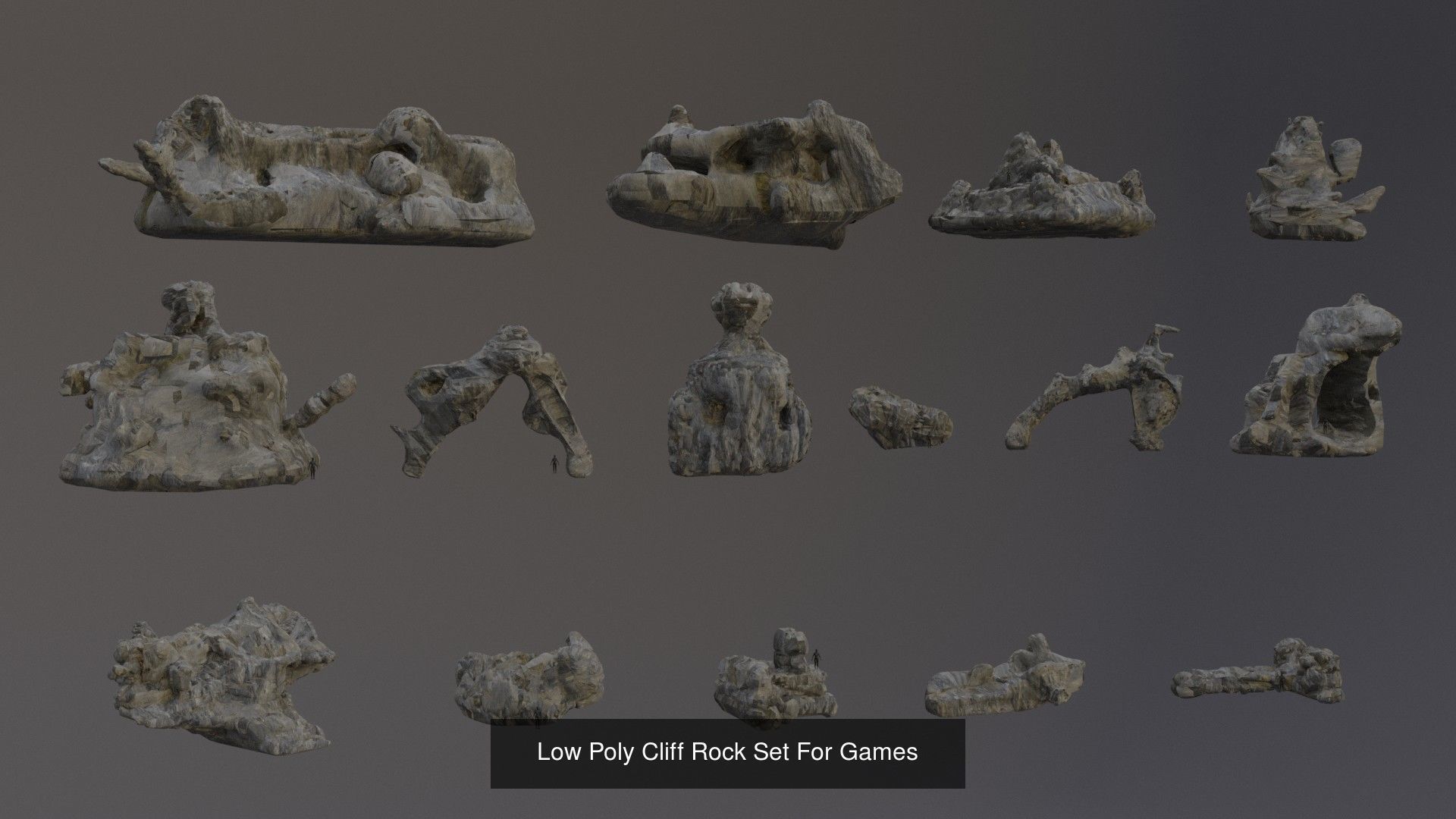 Low Poly Cliff Rock Set For Games  3D Model Collection_11