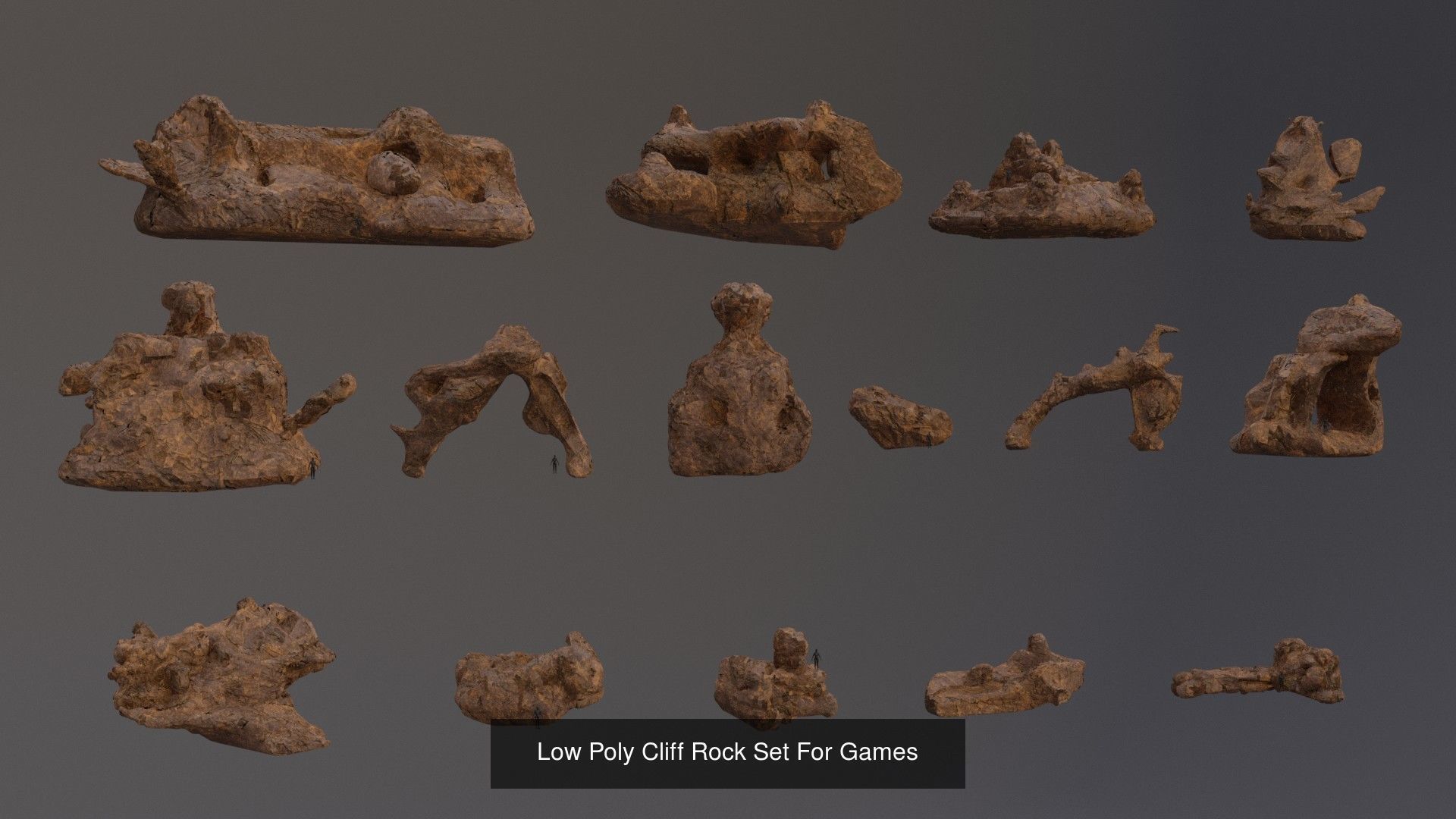 Low Poly Cliff Rock Set For Games  3D Model Collection_3