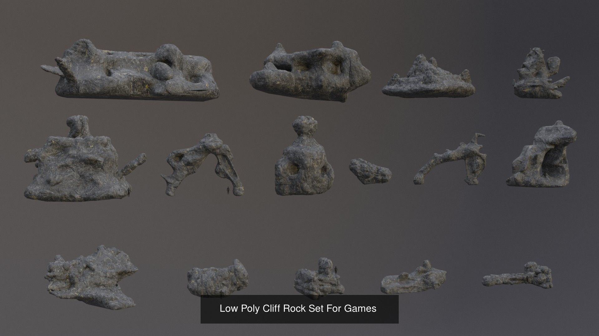Low Poly Cliff Rock Set For Games  3D Model Collection_9