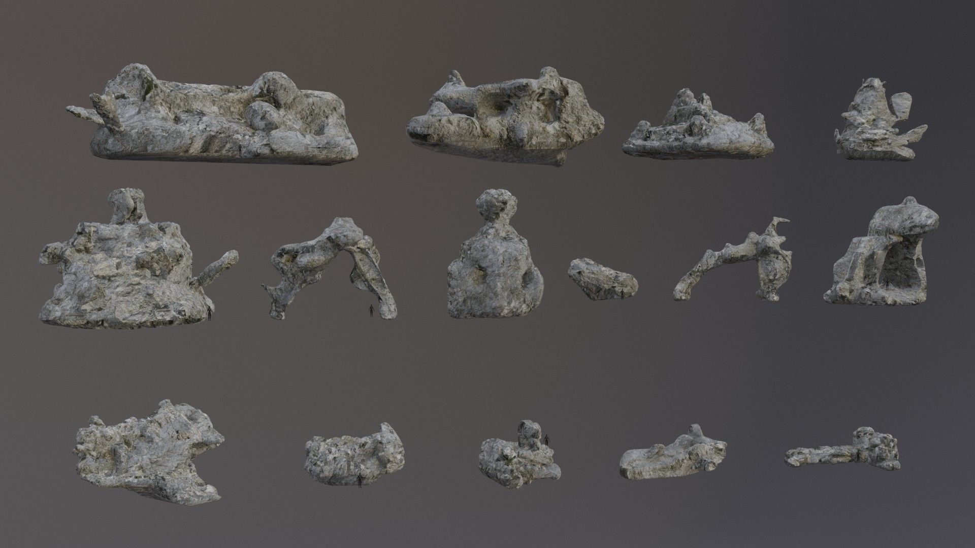 Low Poly Cliff Rock Set For Games  3D Model Collection_14