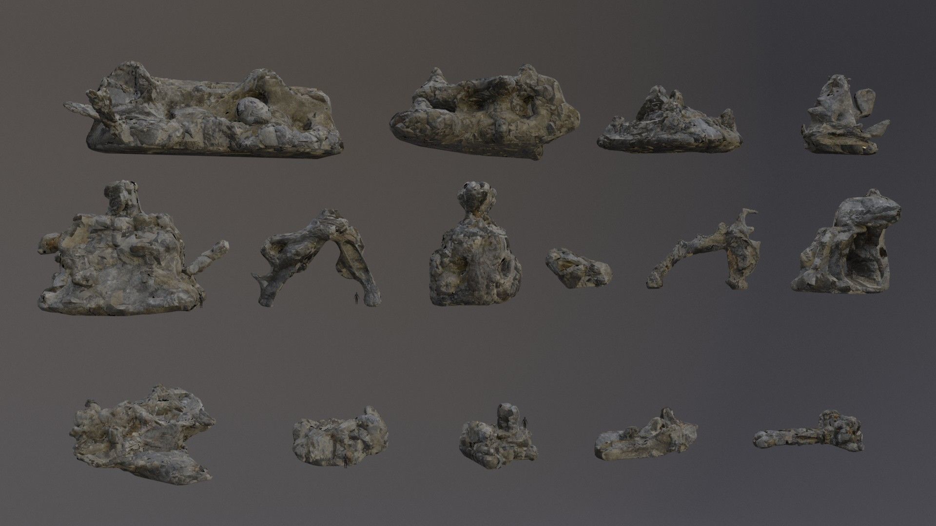 Low Poly Cliff Rock Set For Games  3D Model Collection_4