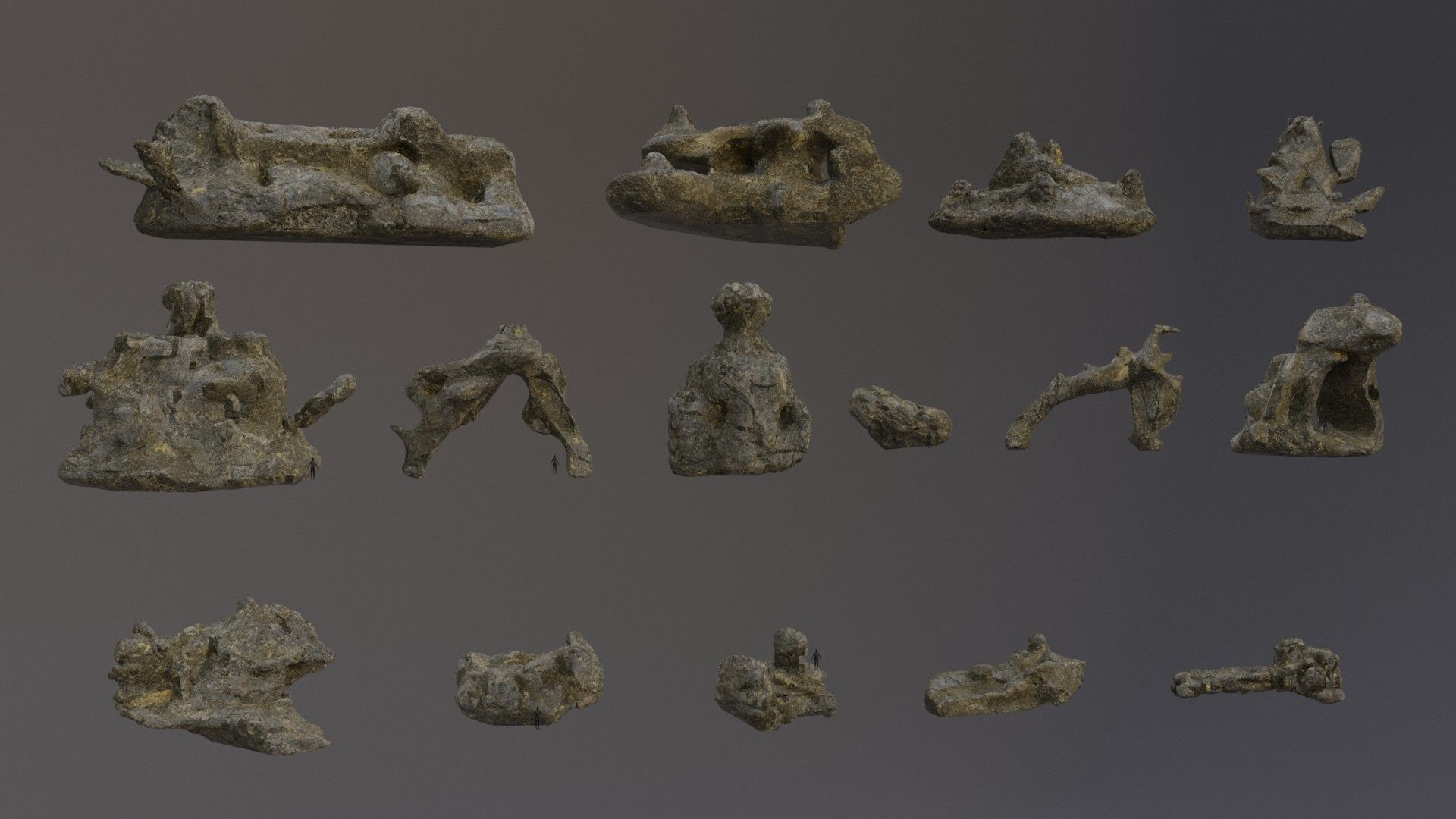 Low Poly Cliff Rock Set For Games  3D Model Collection_2