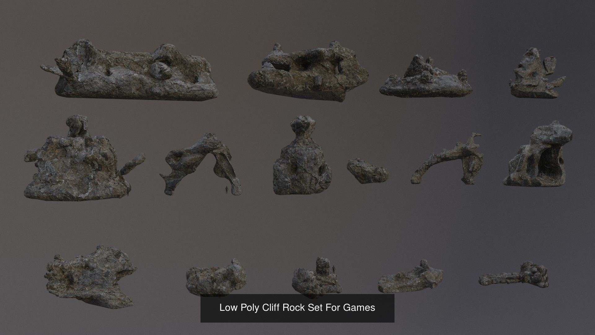 Low Poly Cliff Rock Set For Games  3D Model Collection_5