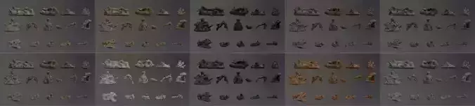 Low Poly Cliff Rock Set For Games 