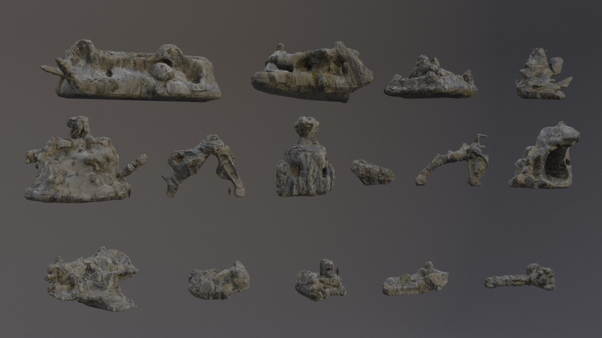 Low Poly Cliff Rock Set For Games  3D Model Collection_12