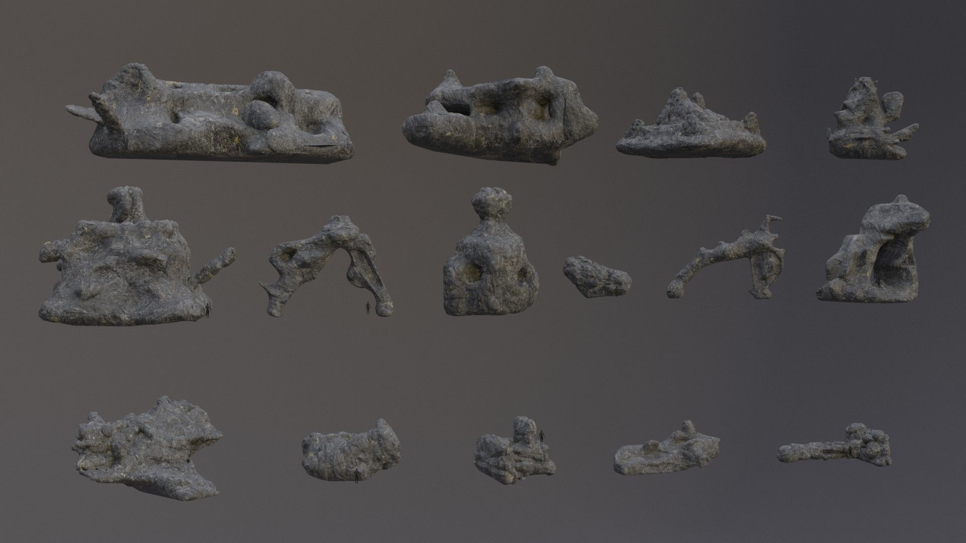 Low Poly Cliff Rock Set For Games  3D Model Collection_20