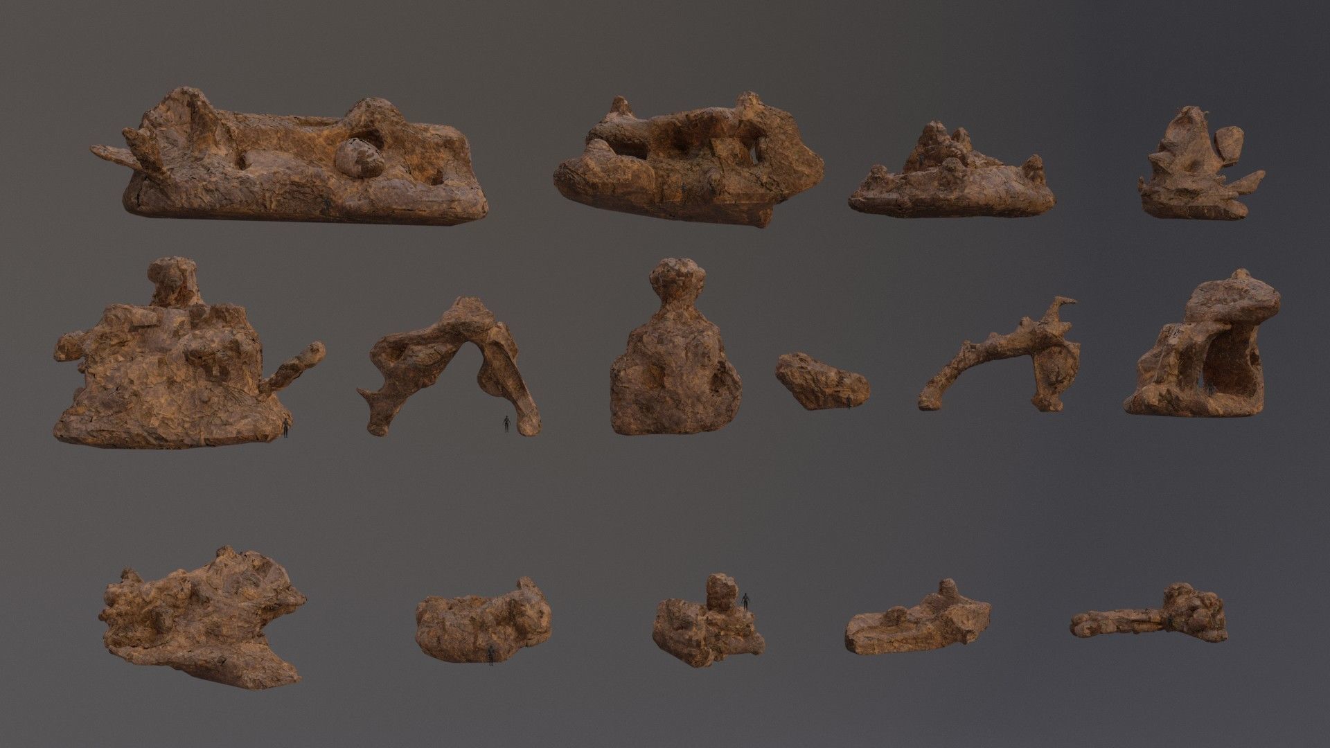 Low Poly Cliff Rock Set For Games  3D Model Collection_10