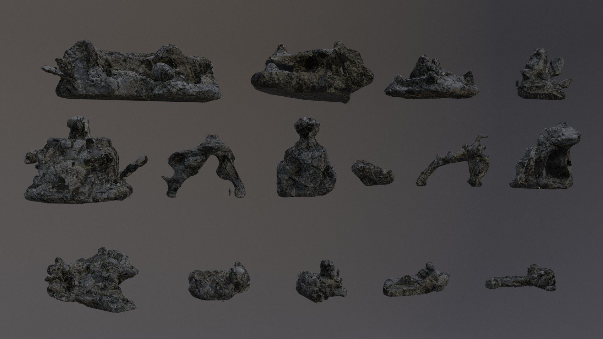 Low Poly Cliff Rock Set For Games  3D Model Collection_18