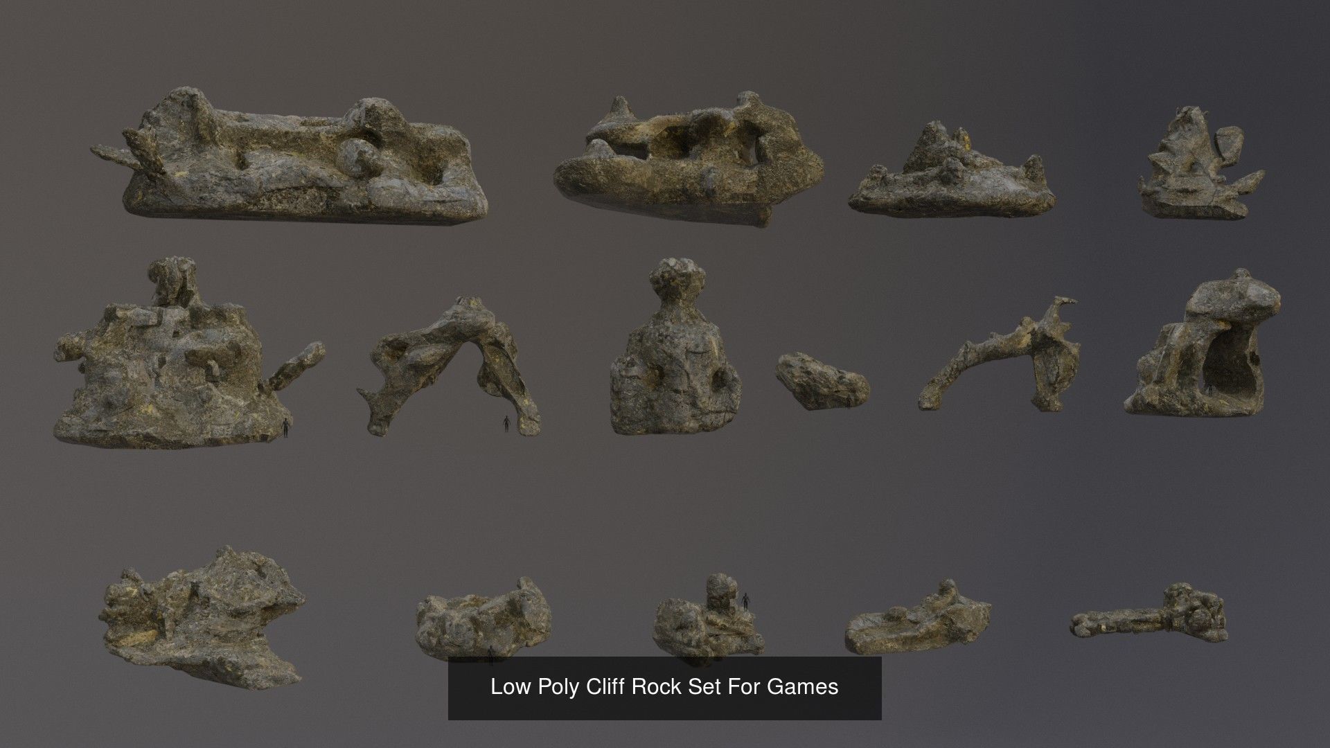 Low Poly Cliff Rock Set For Games  3D Model Collection_15