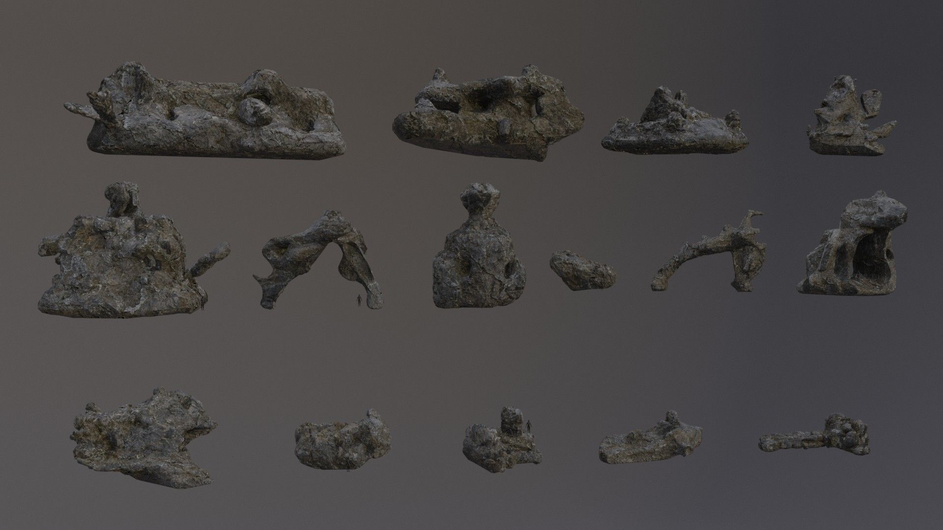 Low Poly Cliff Rock Set For Games  3D Model Collection_16