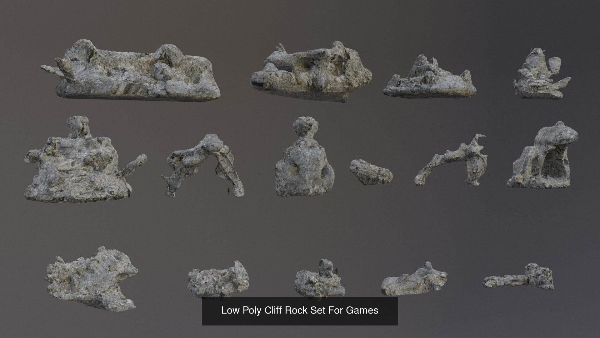 Low Poly Cliff Rock Set For Games  3D Model Collection_17