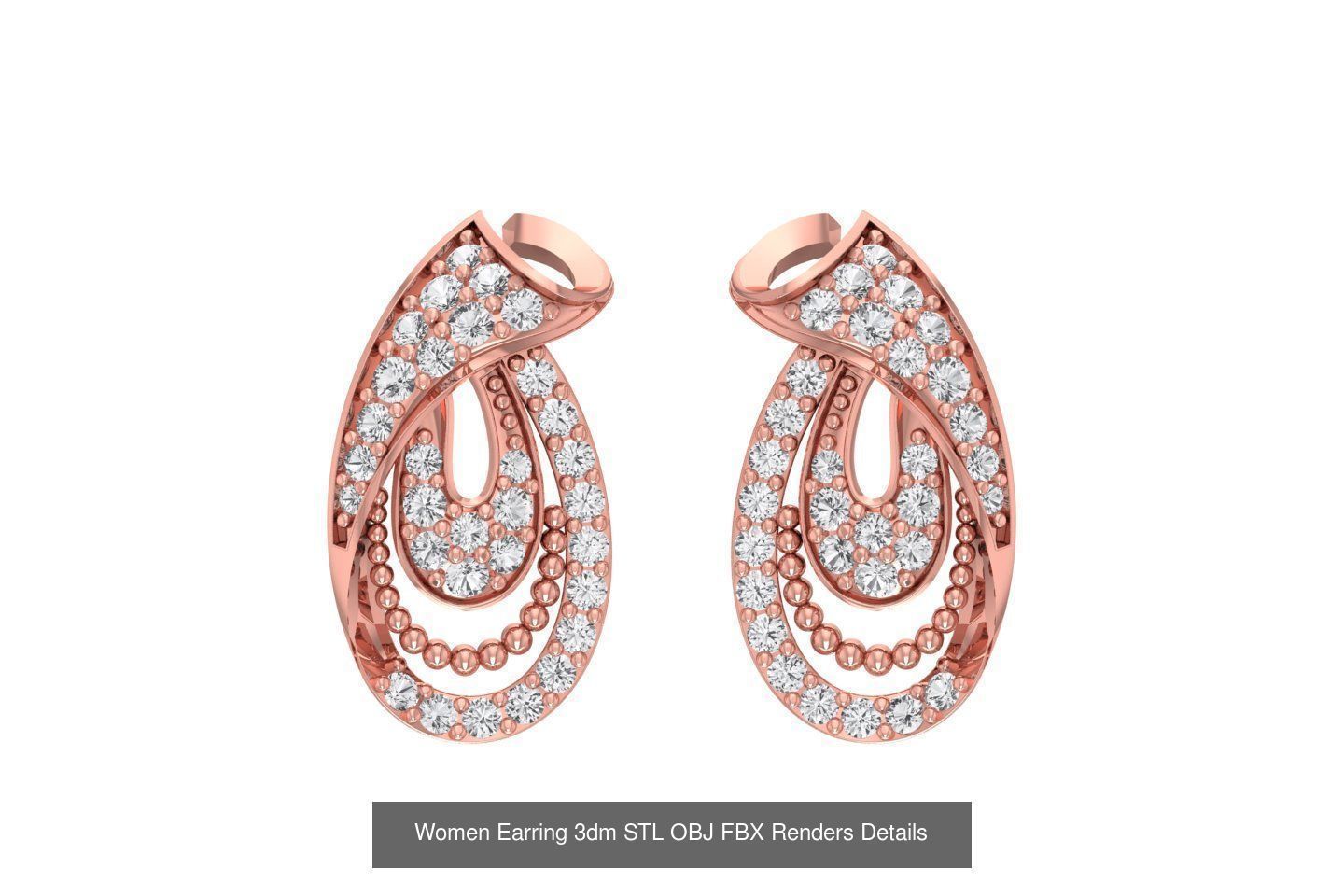 48 Women Earrings 3dm STL OBJ FBX Renders Details Collection _30