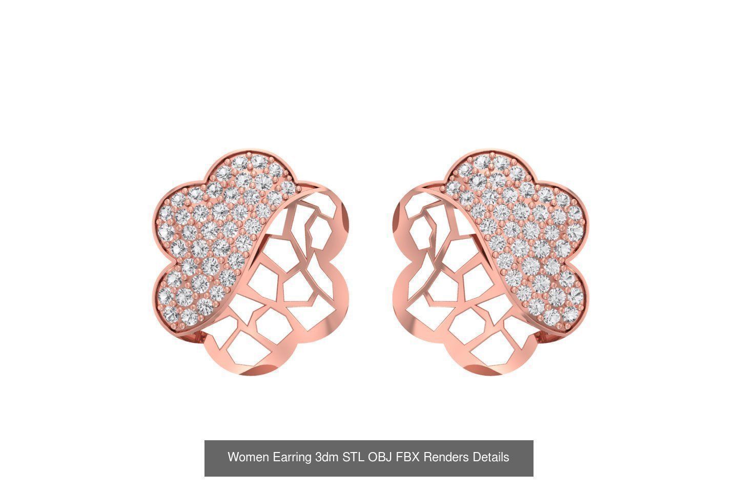 48 Women Earrings 3dm STL OBJ FBX Renders Details Collection _41
