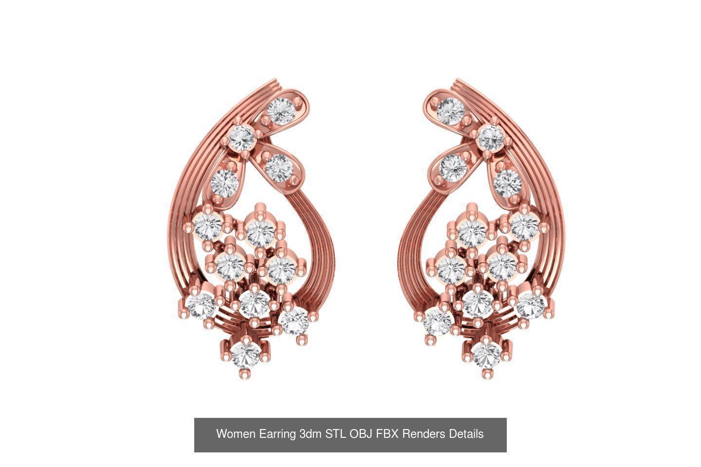 48 Women Earrings 3dm STL OBJ FBX Renders Details Collection _27