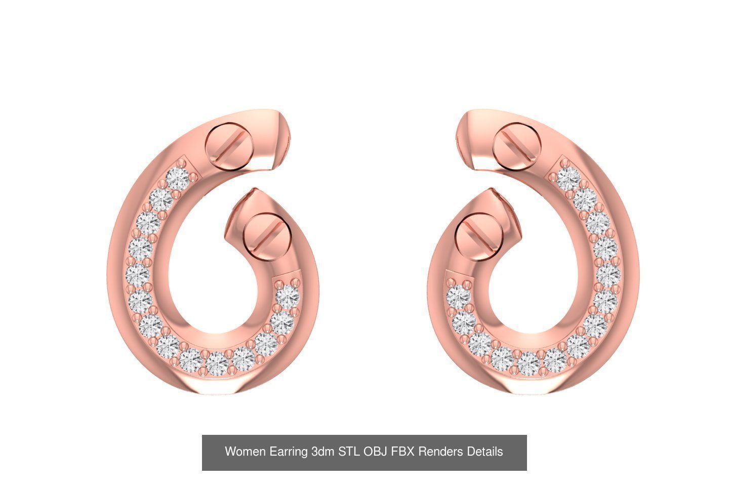 48 Women Earrings 3dm STL OBJ FBX Renders Details Collection _44