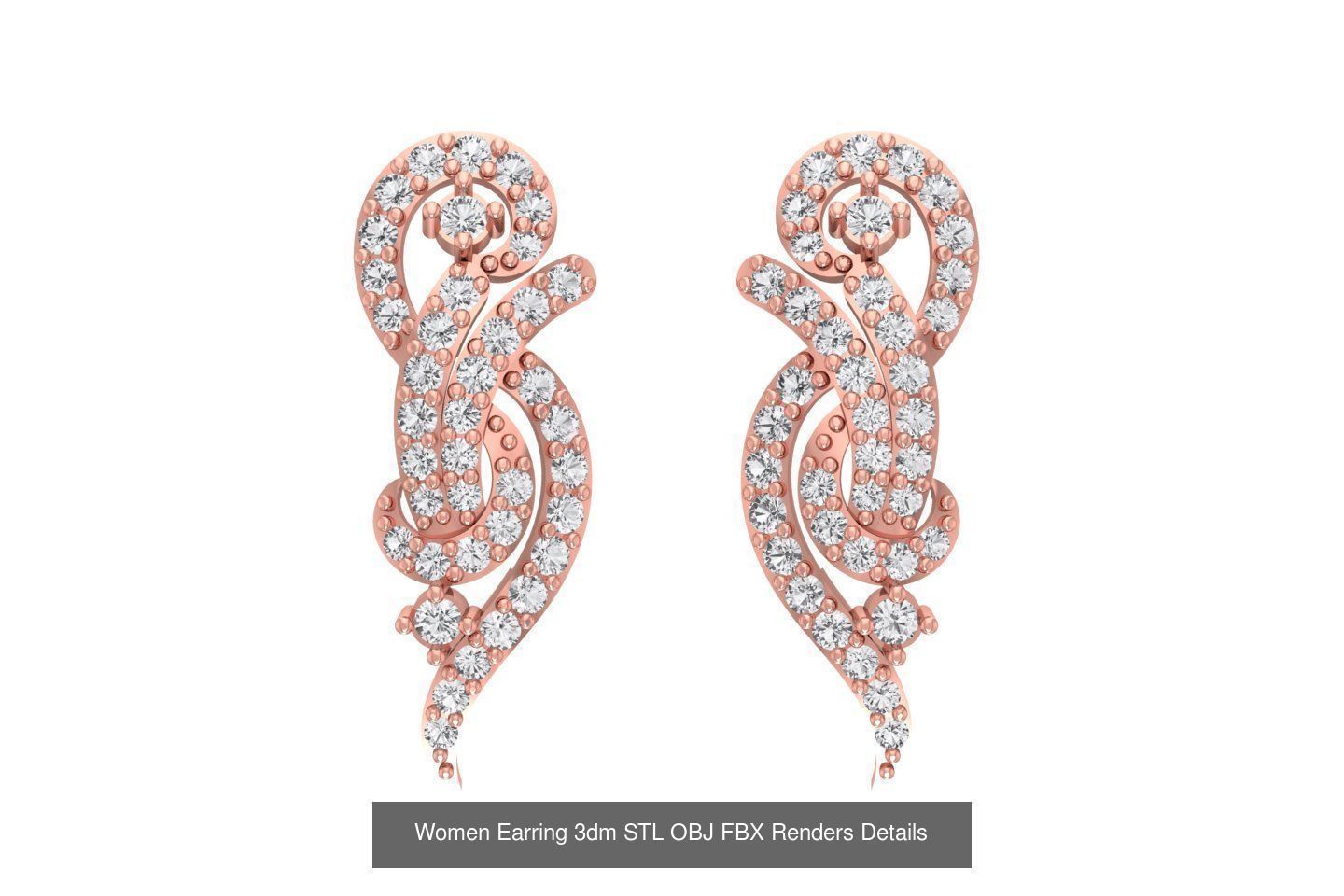 48 Women Earrings 3dm STL OBJ FBX Renders Details Collection _6