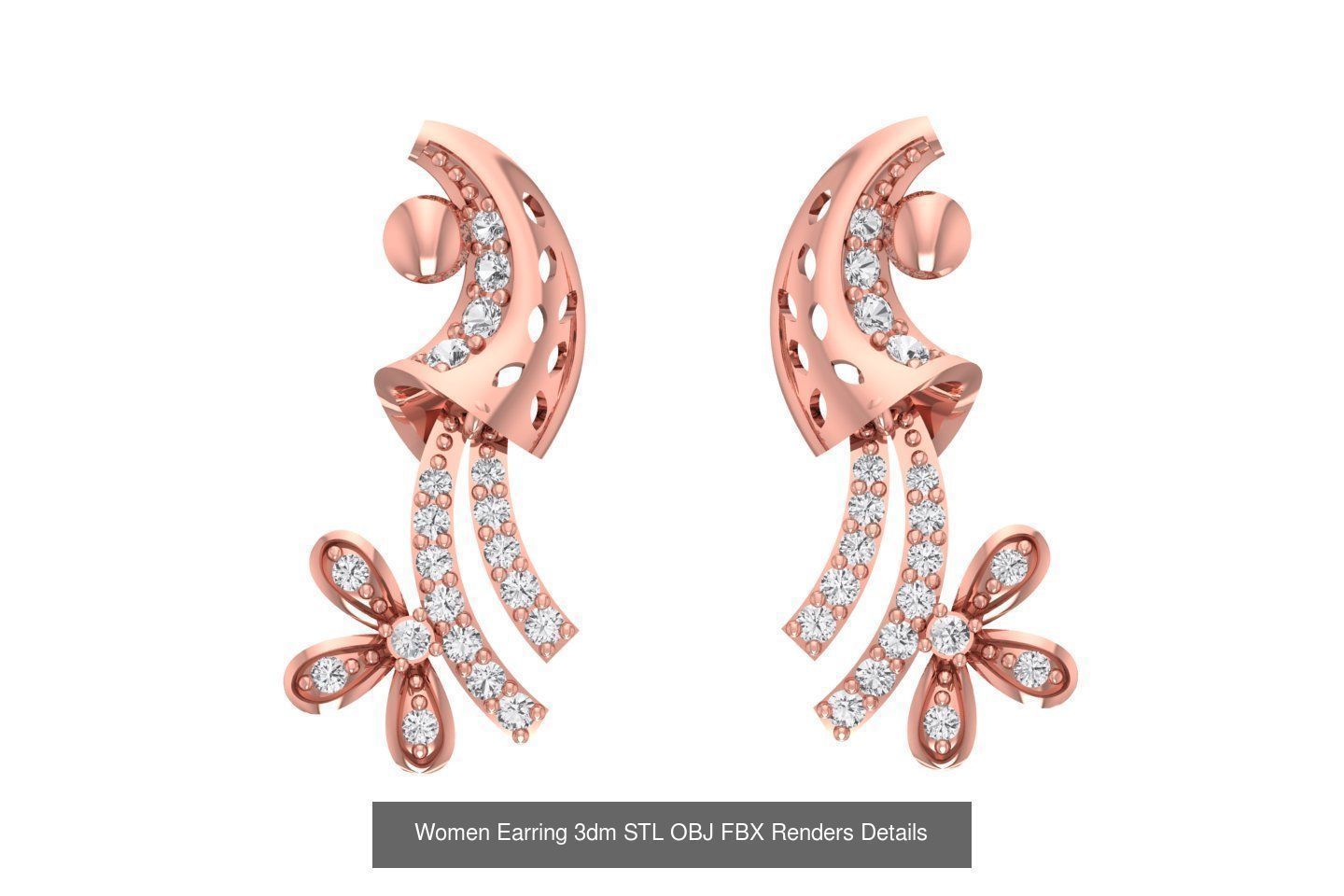48 Women Earrings 3dm STL OBJ FBX Renders Details Collection _3