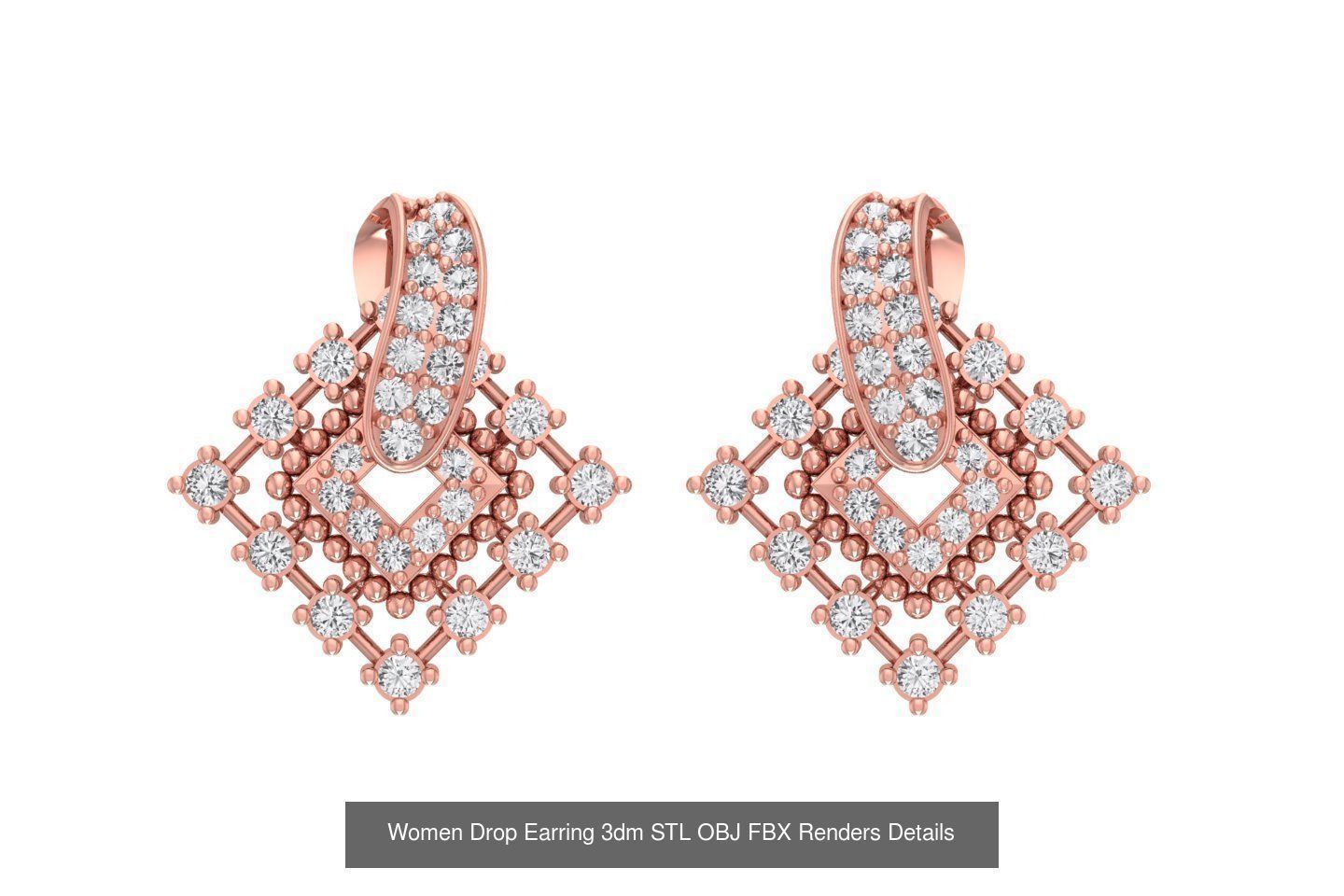 48 Women Earrings 3dm STL OBJ FBX Renders Details Collection _32