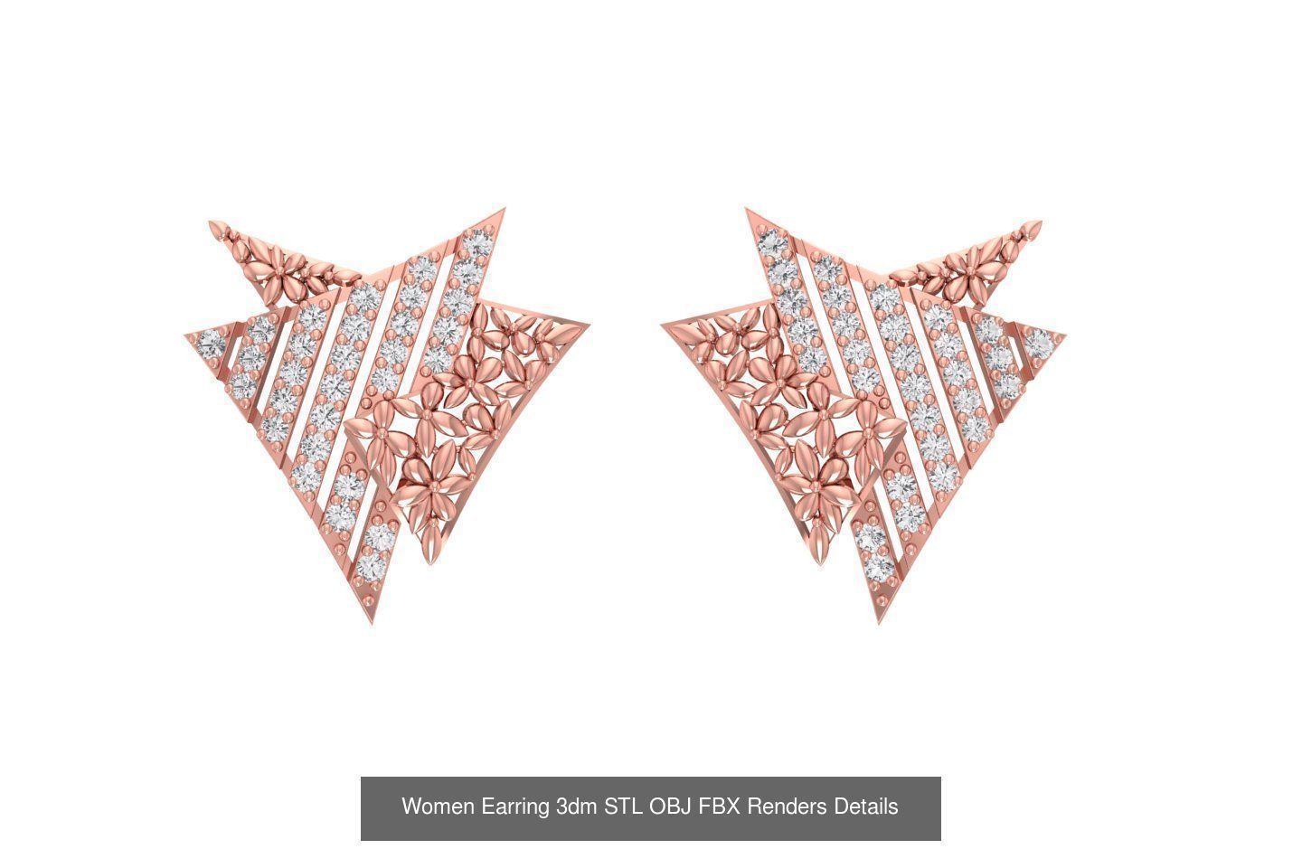48 Women Earrings 3dm STL OBJ FBX Renders Details Collection _14
