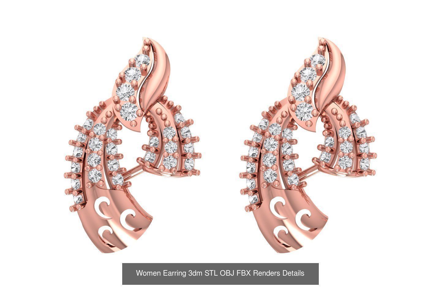 48 Women Earrings 3dm STL OBJ FBX Renders Details Collection _46