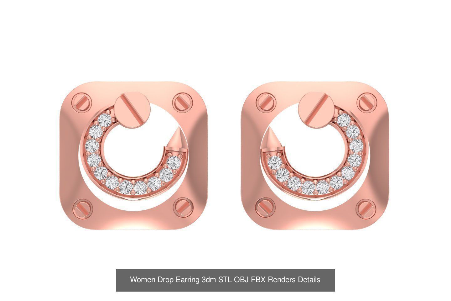 48 Women Earrings 3dm STL OBJ FBX Renders Details Collection _22