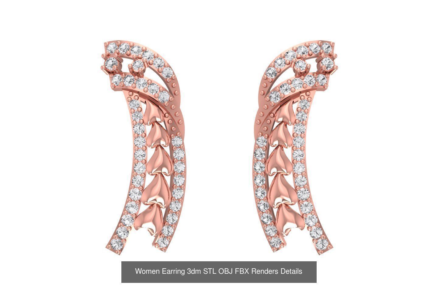 48 Women Earrings 3dm STL OBJ FBX Renders Details Collection _8