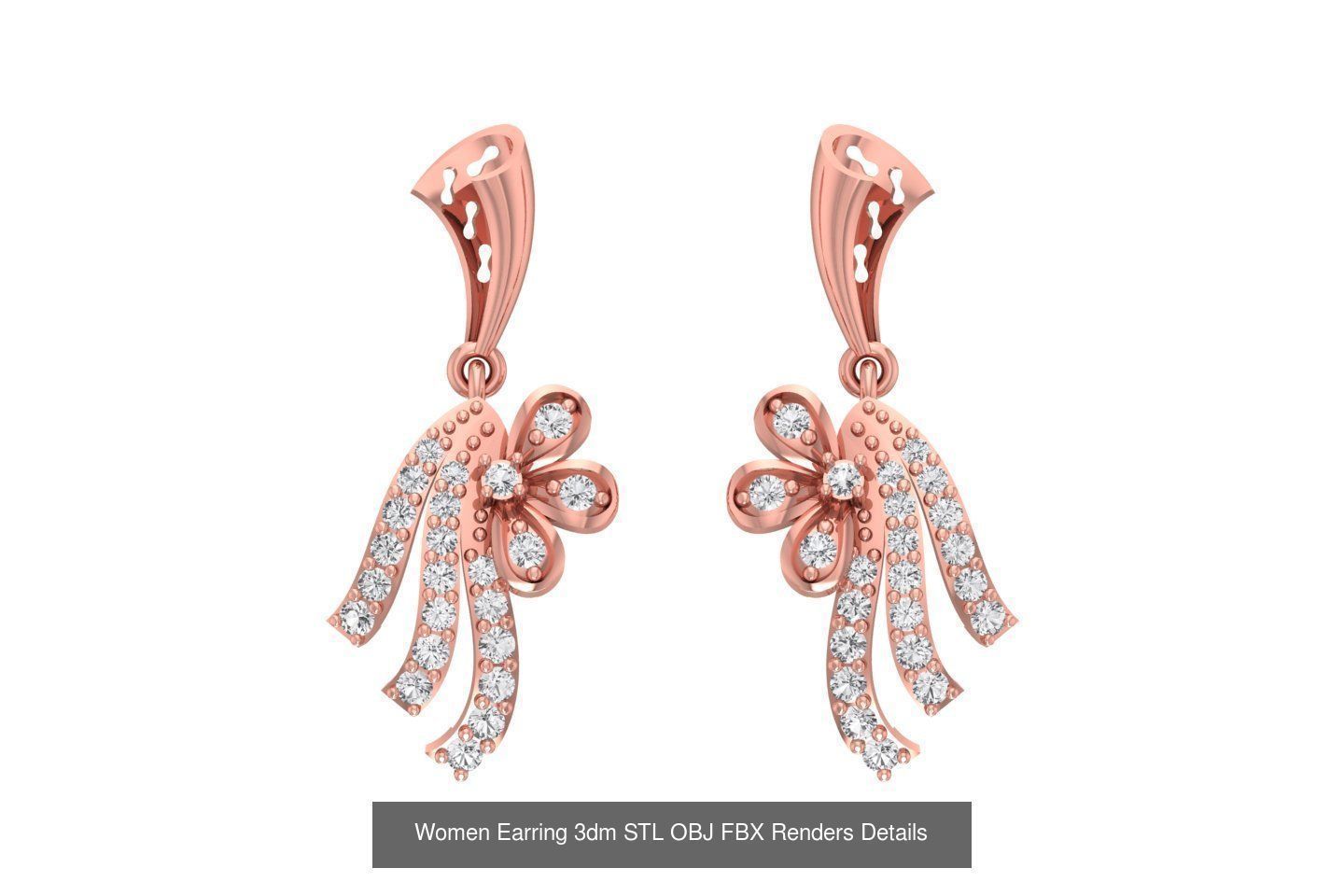 48 Women Earrings 3dm STL OBJ FBX Renders Details Collection _11