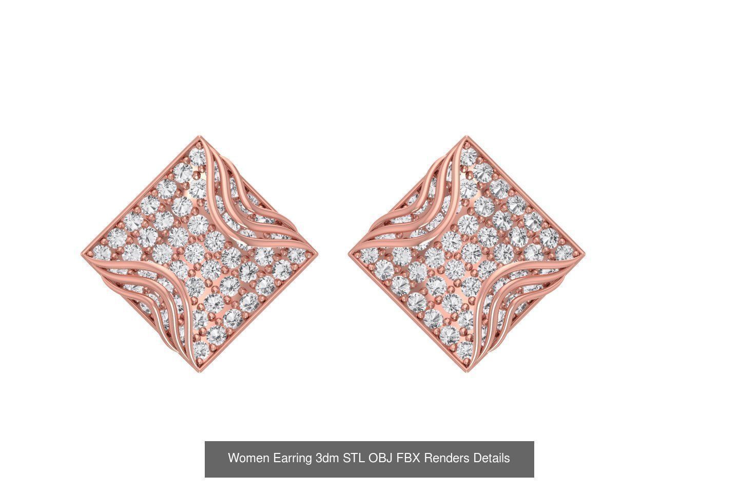 48 Women Earrings 3dm STL OBJ FBX Renders Details Collection _29