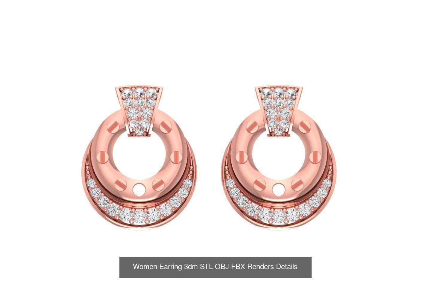 48 Women Earrings 3dm STL OBJ FBX Renders Details Collection _18