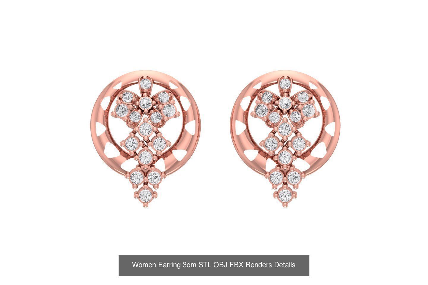 48 Women Earrings 3dm STL OBJ FBX Renders Details Collection _28