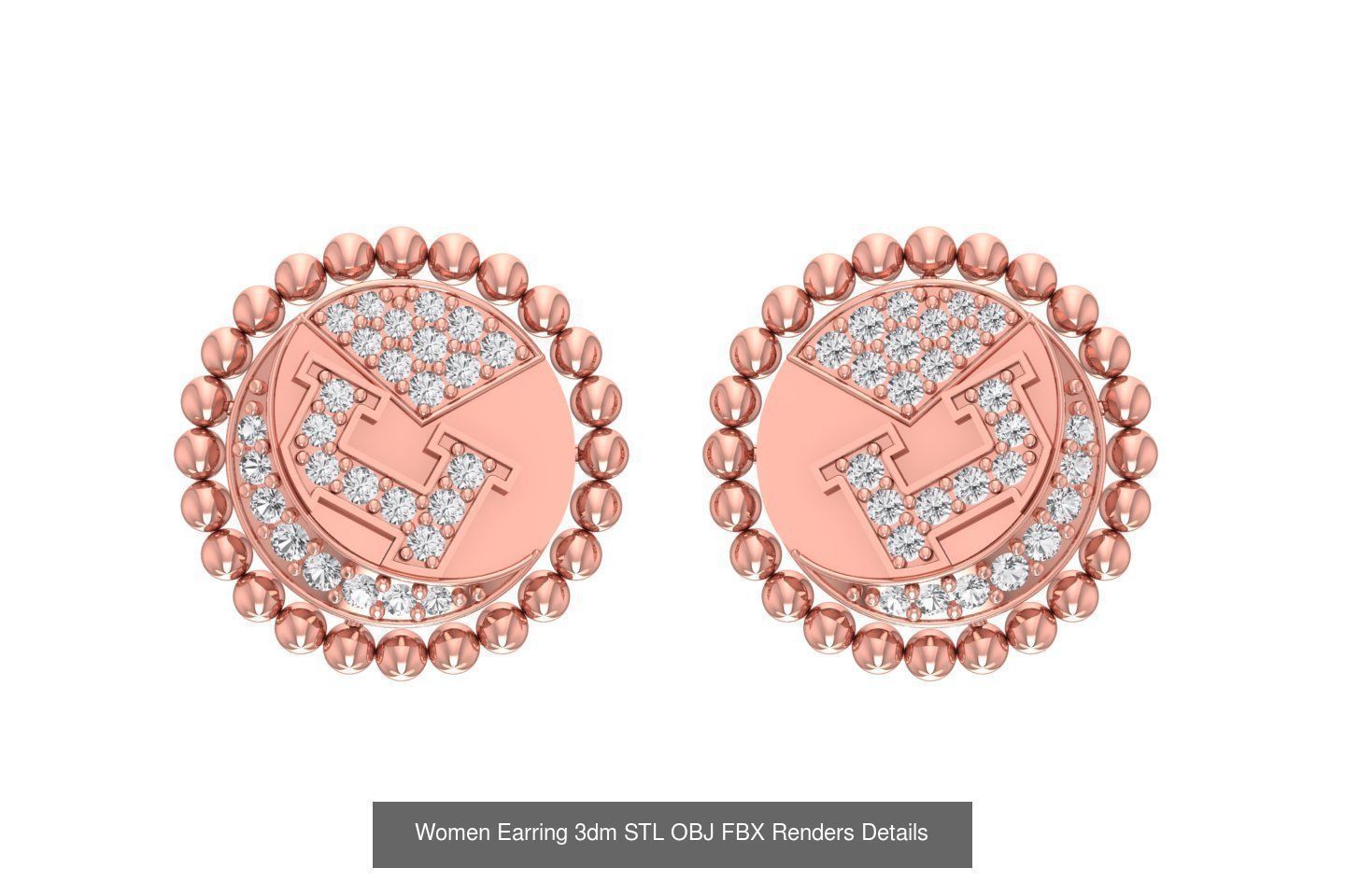 48 Women Earrings 3dm STL OBJ FBX Renders Details Collection _43