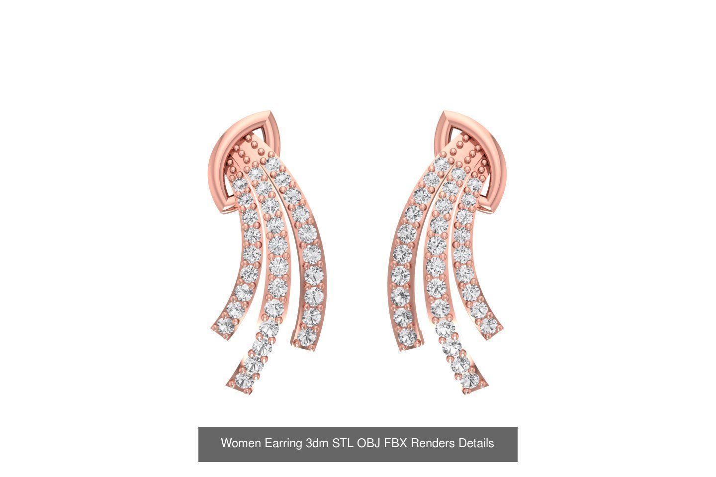 48 Women Earrings 3dm STL OBJ FBX Renders Details Collection _9