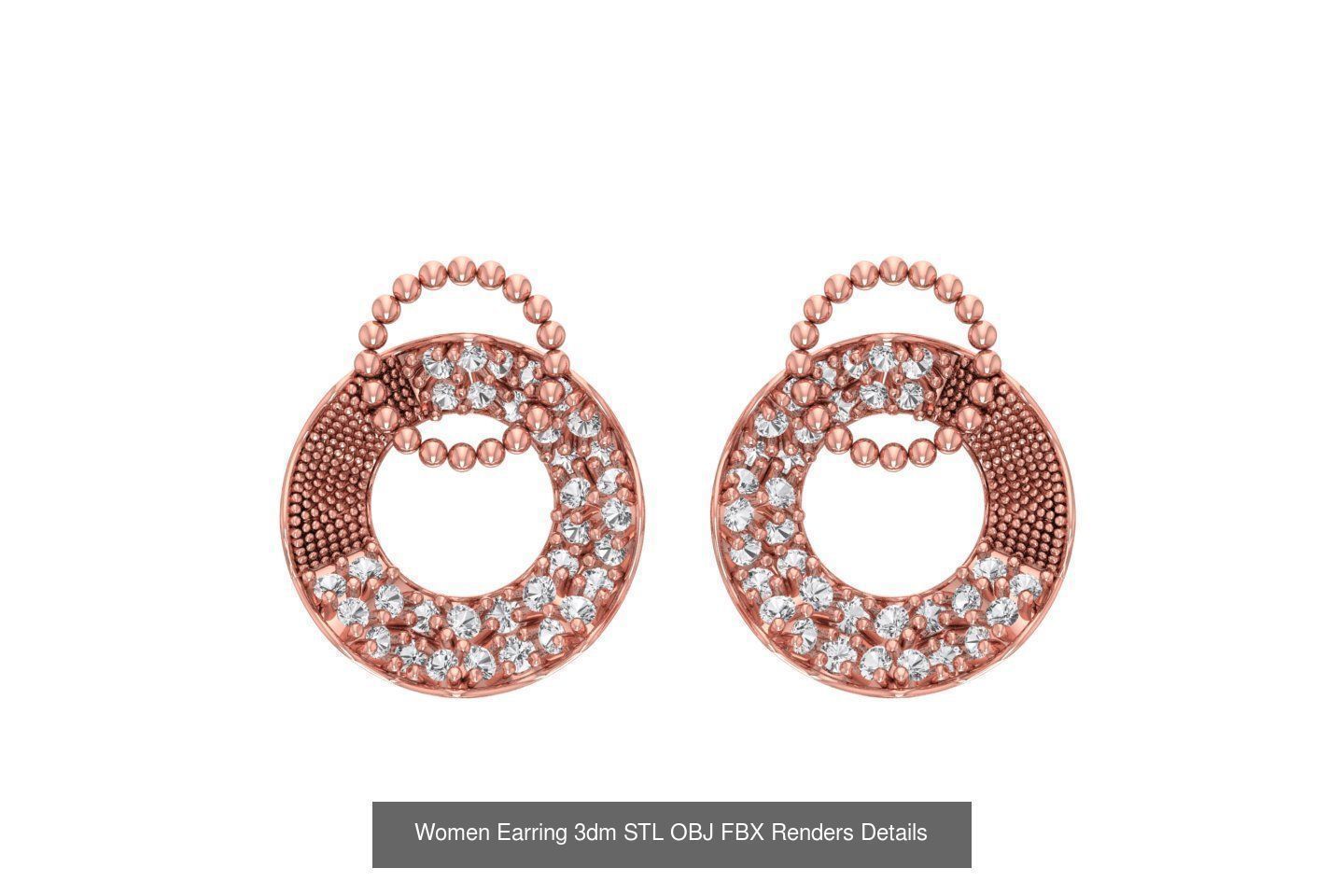 48 Women Earrings 3dm STL OBJ FBX Renders Details Collection _38