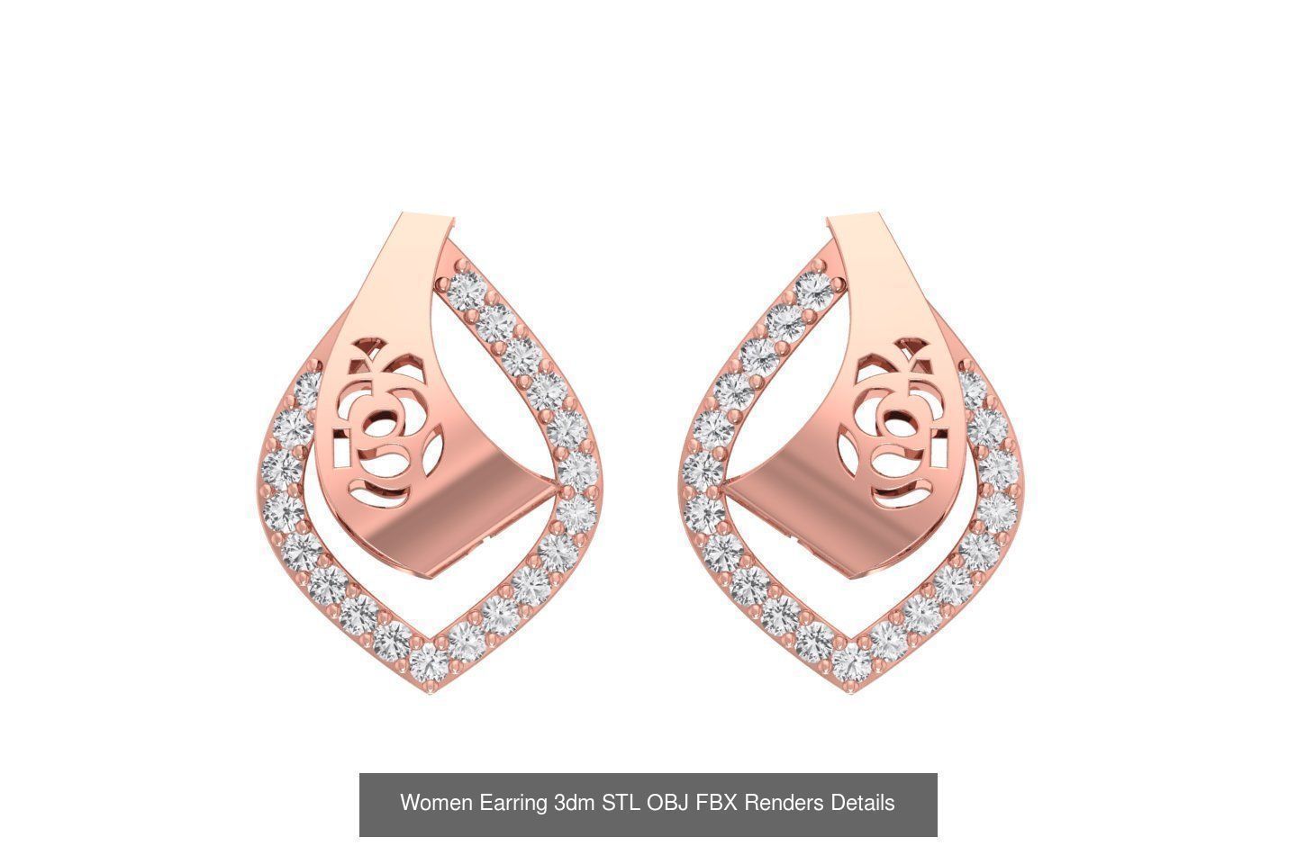 48 Women Earrings 3dm STL OBJ FBX Renders Details Collection _20