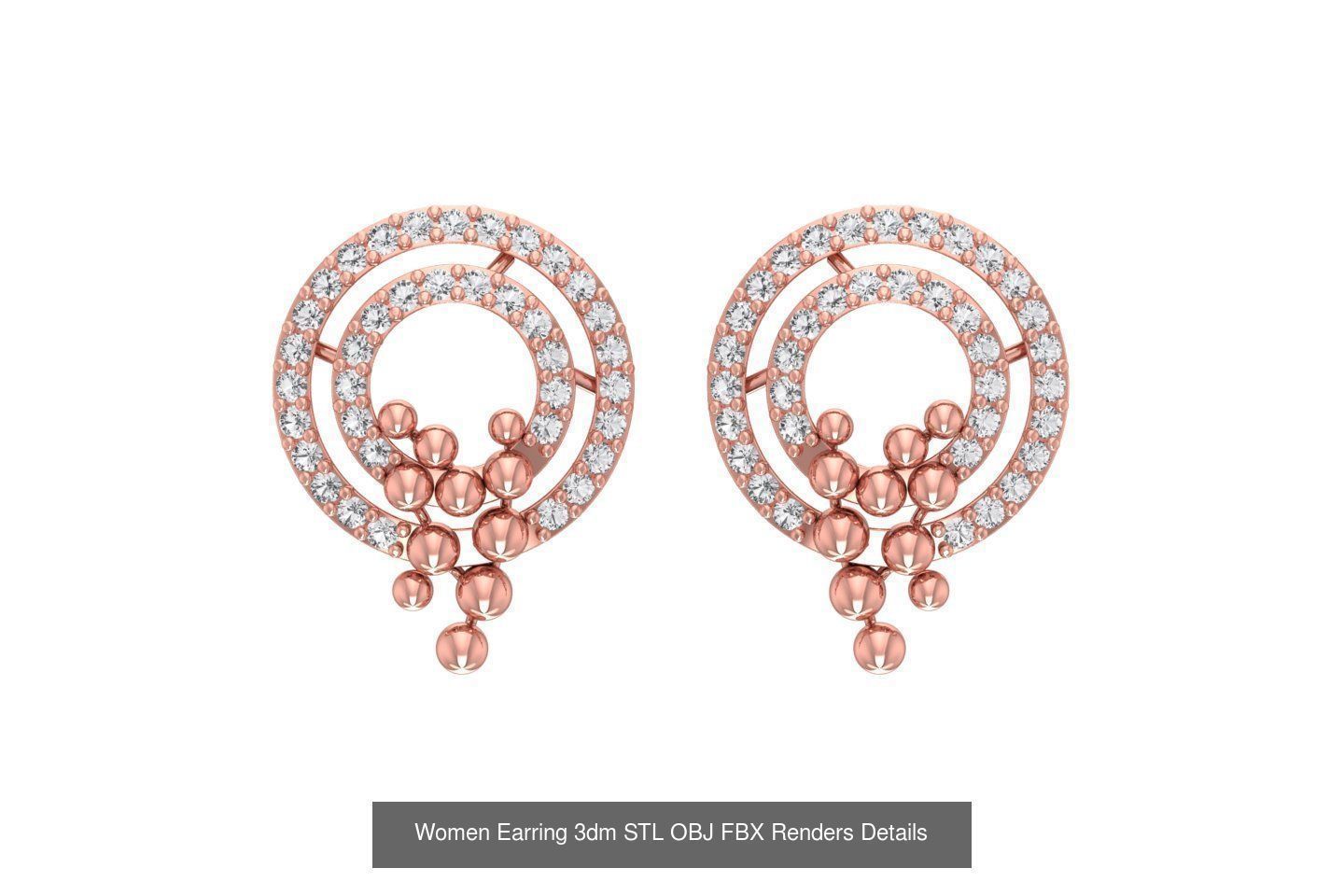 48 Women Earrings 3dm STL OBJ FBX Renders Details Collection _36
