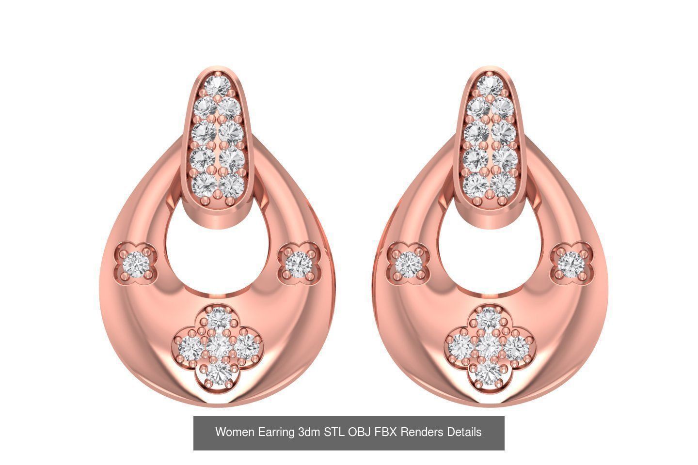 48 Women Earrings 3dm STL OBJ FBX Renders Details Collection _16