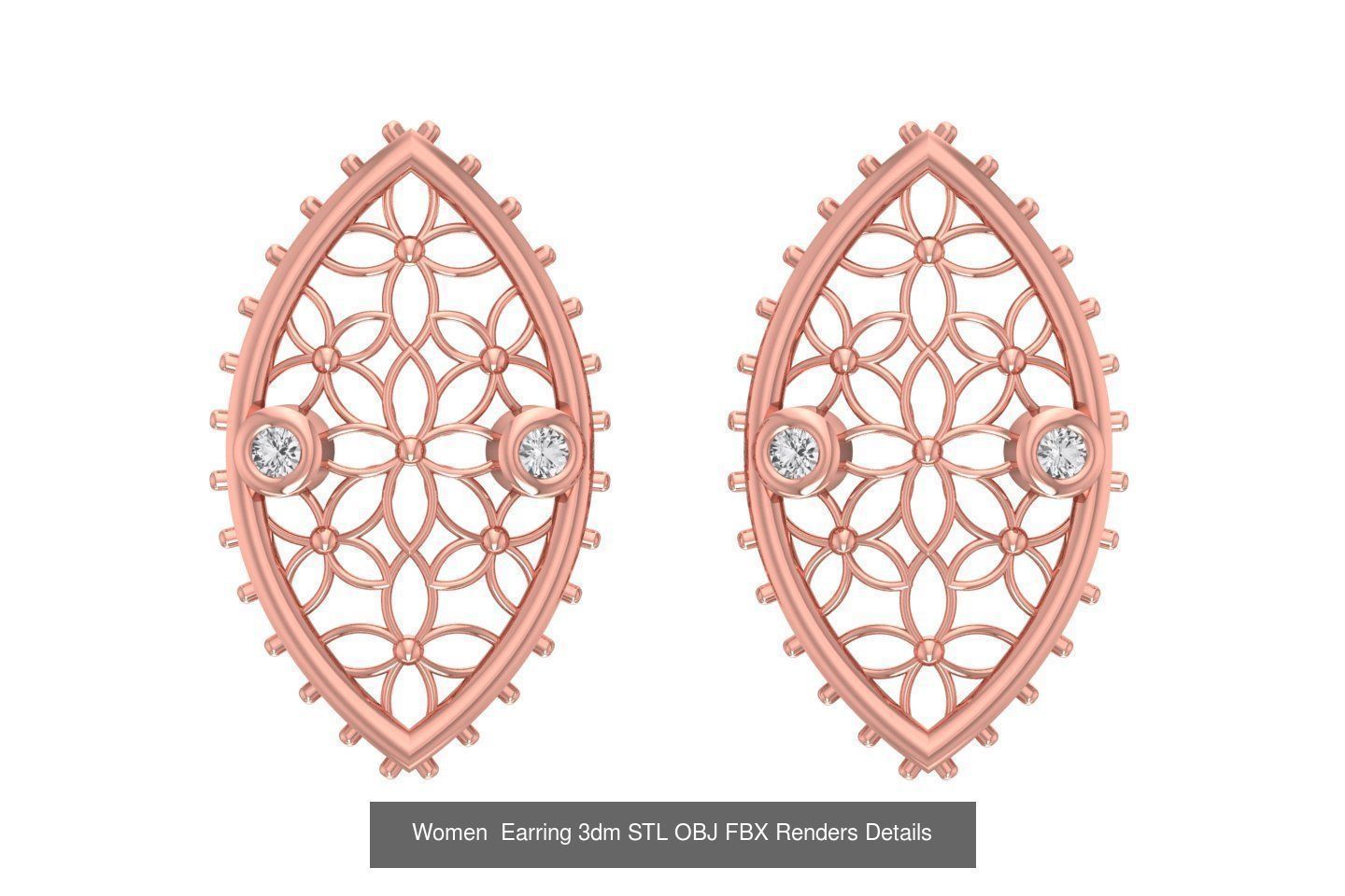 48 Women Earrings 3dm STL OBJ FBX Renders Details Collection _37