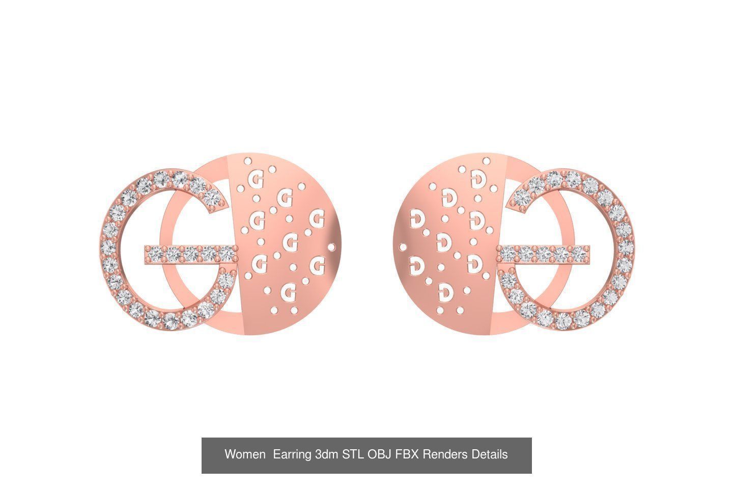 48 Women Earrings 3dm STL OBJ FBX Renders Details Collection _42