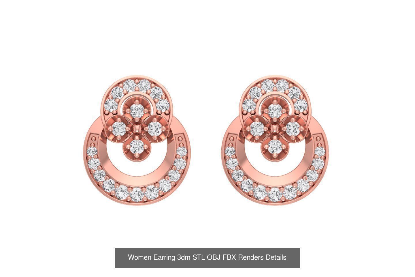 48 Women Earrings 3dm STL OBJ FBX Renders Details Collection _24