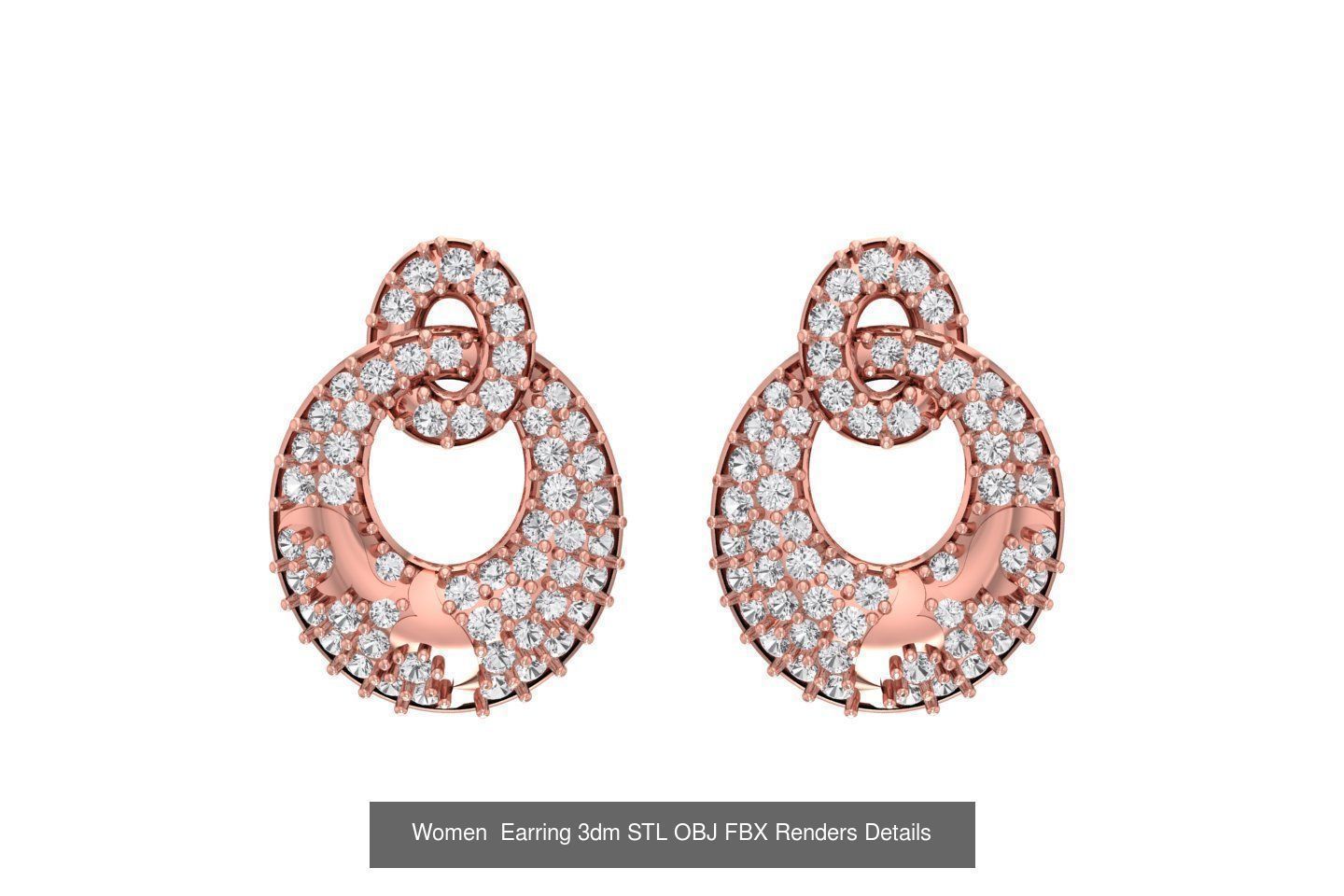 48 Women Earrings 3dm STL OBJ FBX Renders Details Collection _40